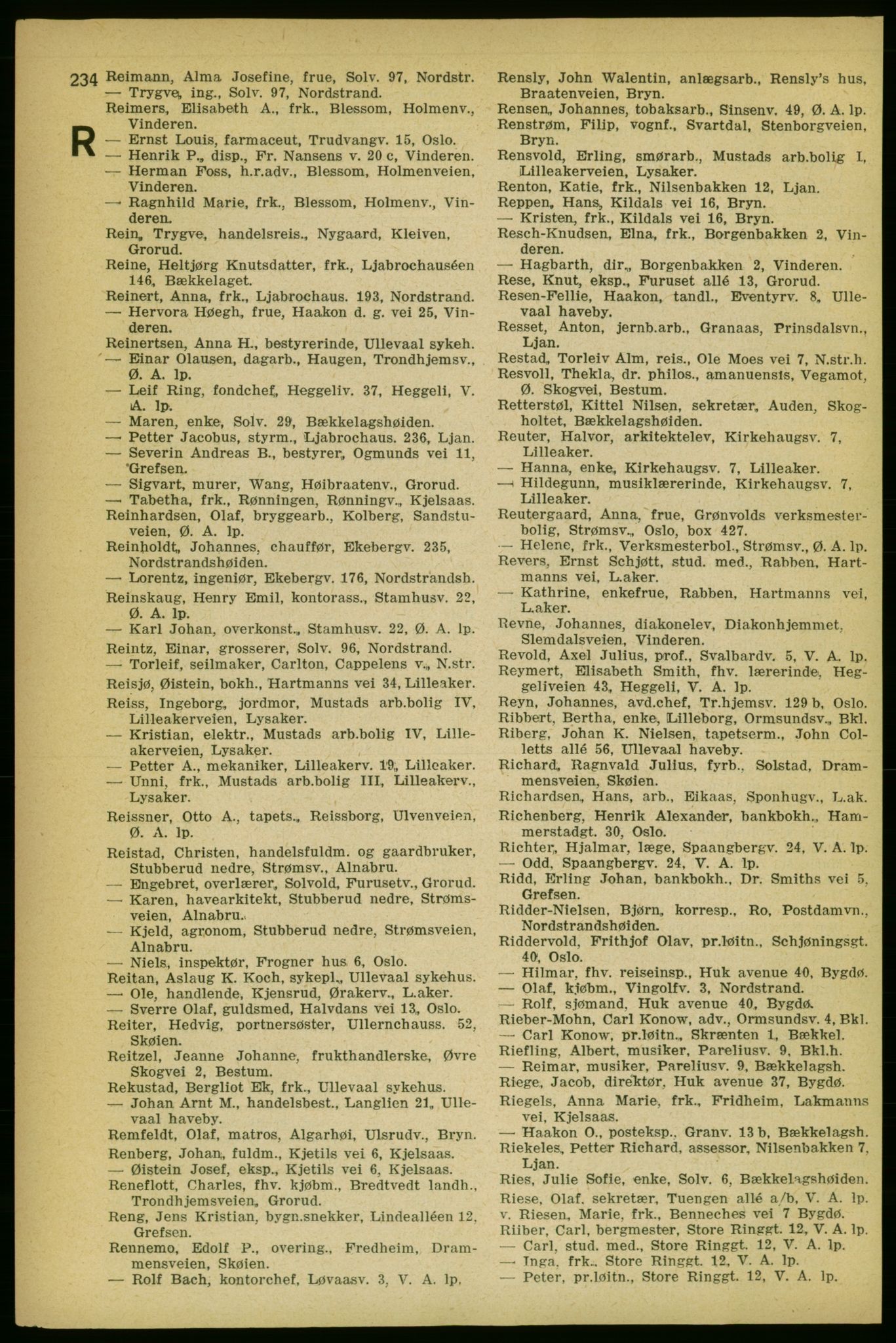 Aker adressebok/adressekalender, PUBL/001/A/004: Aker adressebok, 1929, p. 234