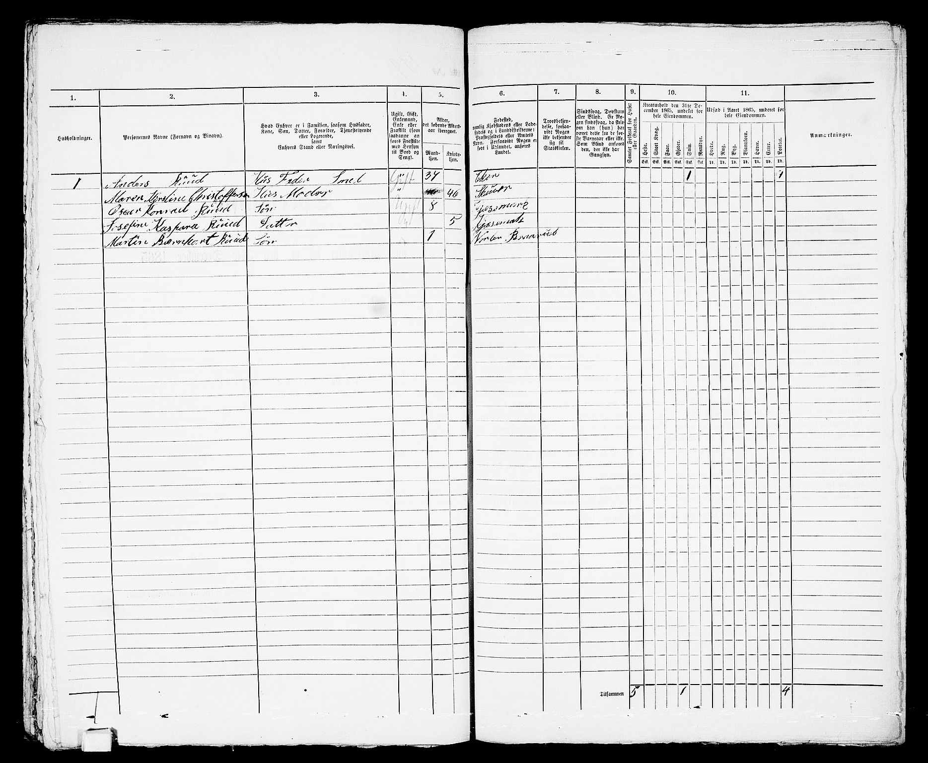 RA, 1865 census for Horten, 1865, p. 388