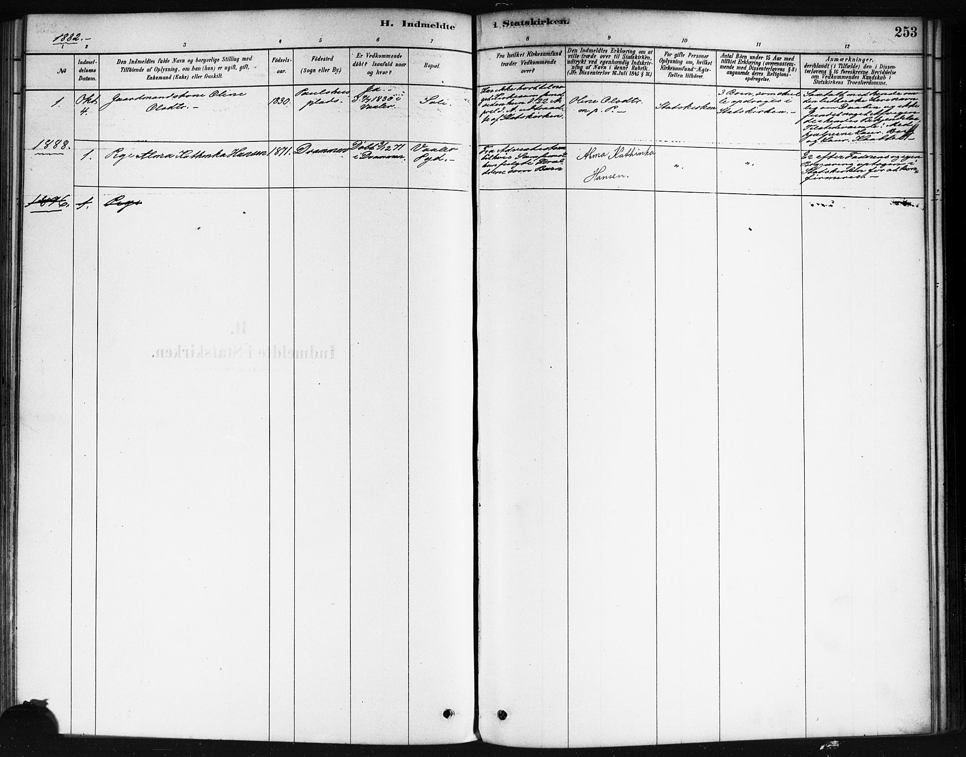 Våler prestekontor Kirkebøker, AV/SAO-A-11083/F/Fa/L0010: Parish register (official) no. I 10, 1878-1896, p. 253