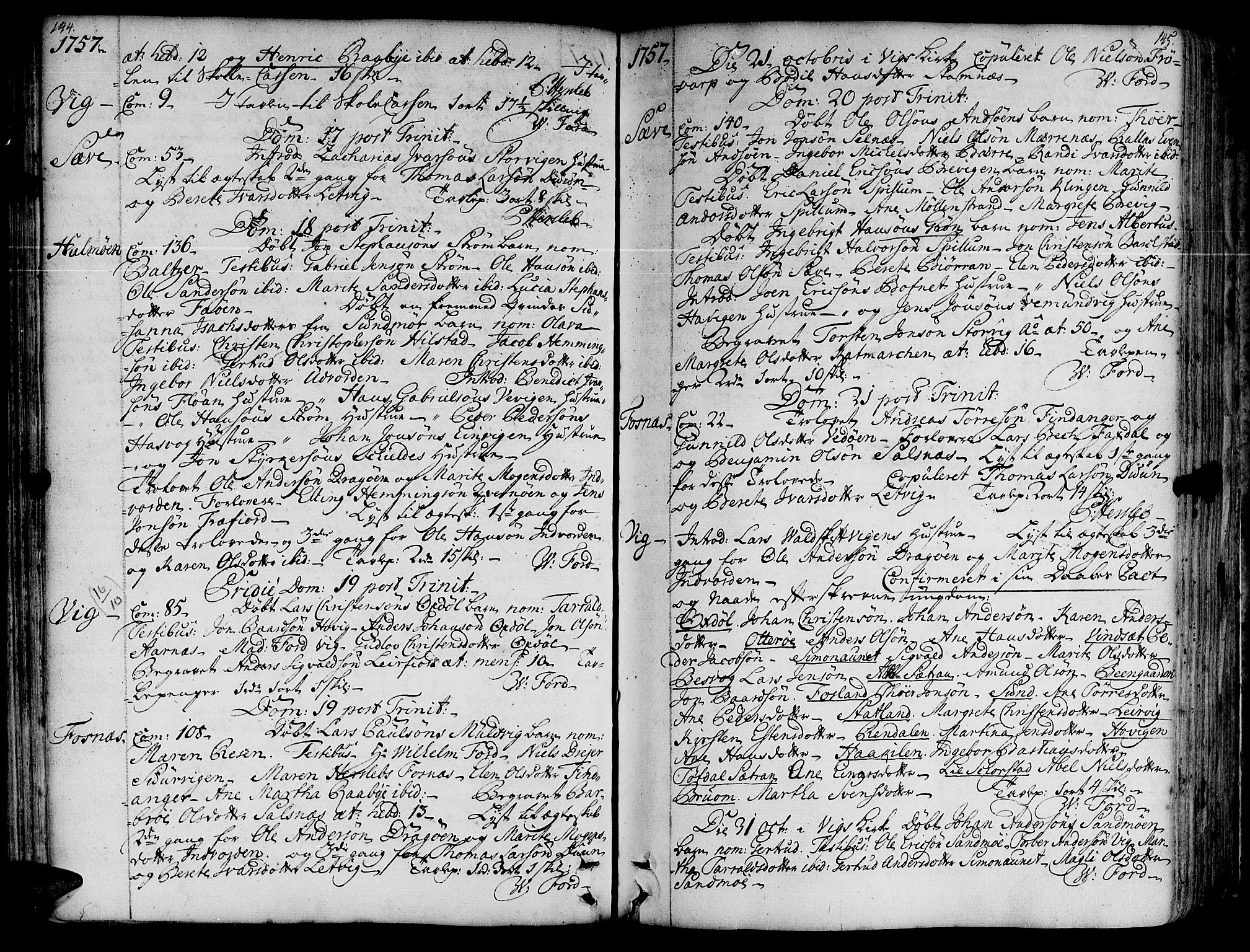 Ministerialprotokoller, klokkerbøker og fødselsregistre - Nord-Trøndelag, SAT/A-1458/773/L0607: Parish register (official) no. 773A01, 1751-1783, p. 144-145
