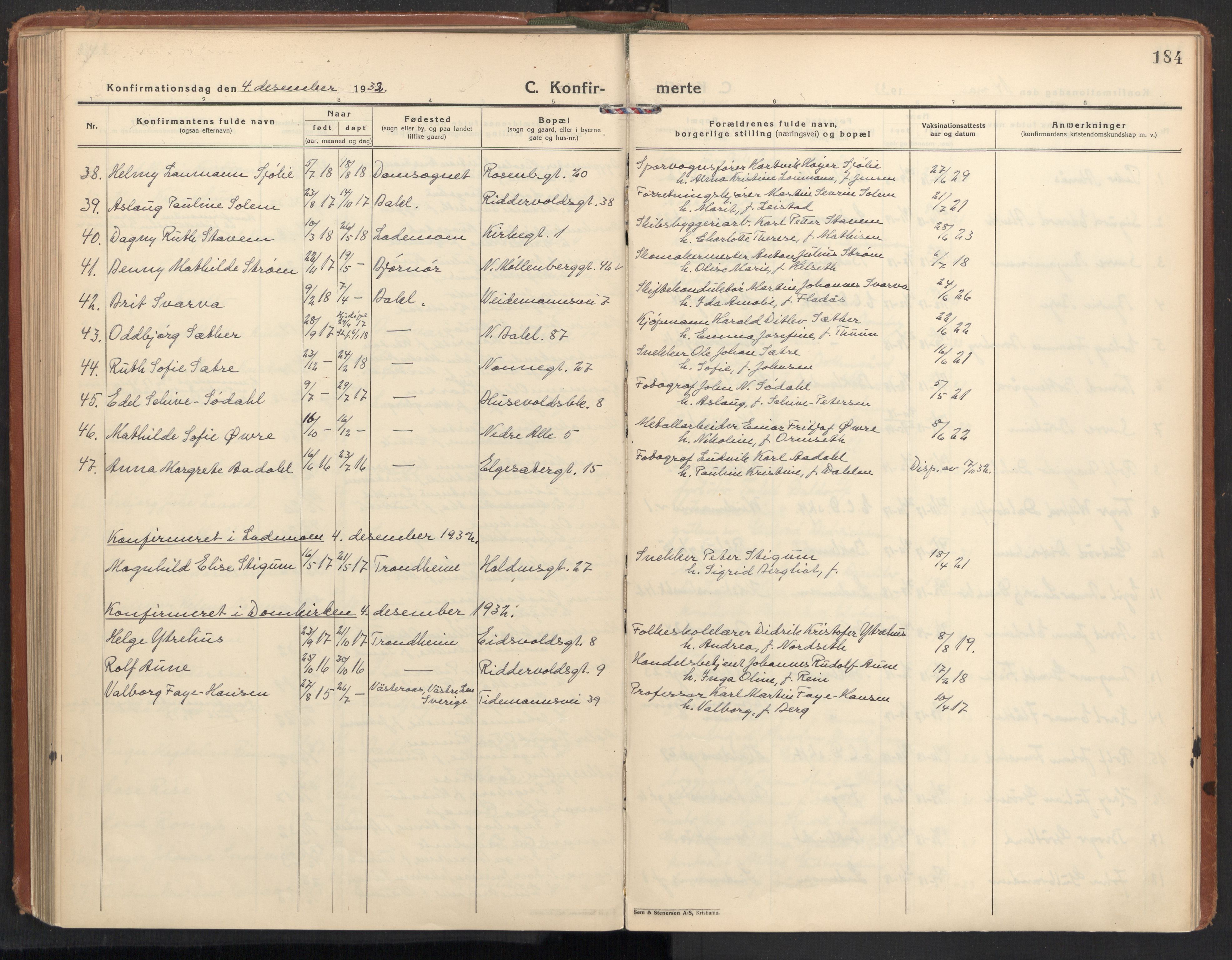 Ministerialprotokoller, klokkerbøker og fødselsregistre - Sør-Trøndelag, SAT/A-1456/604/L0208: Parish register (official) no. 604A28, 1923-1937, p. 184