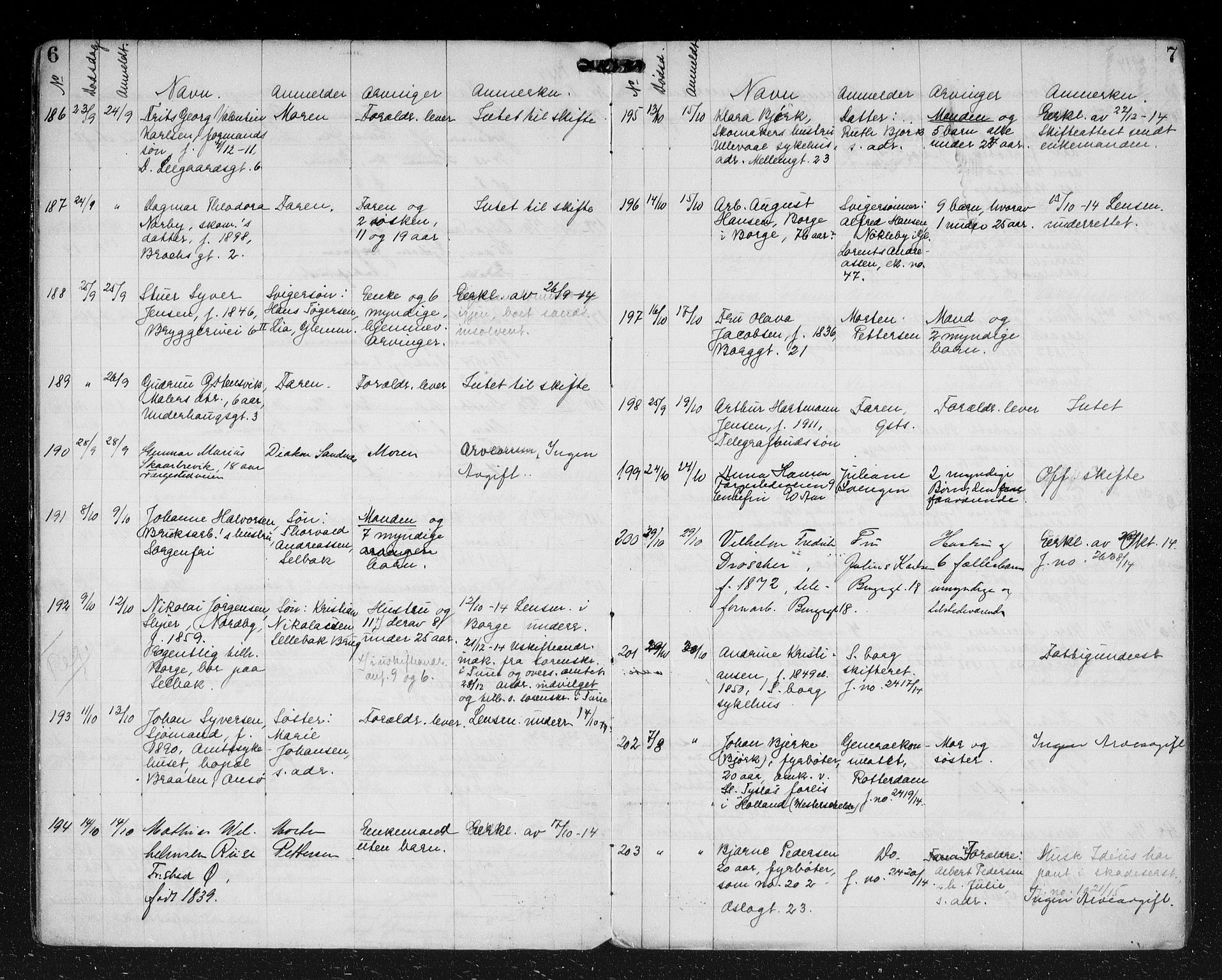 Fredrikstad byfogd, AV/SAO-A-10473a/H/Ha/Hab/L0006: Dødsfallsprotokoll, 1914-1918, p. 6-7