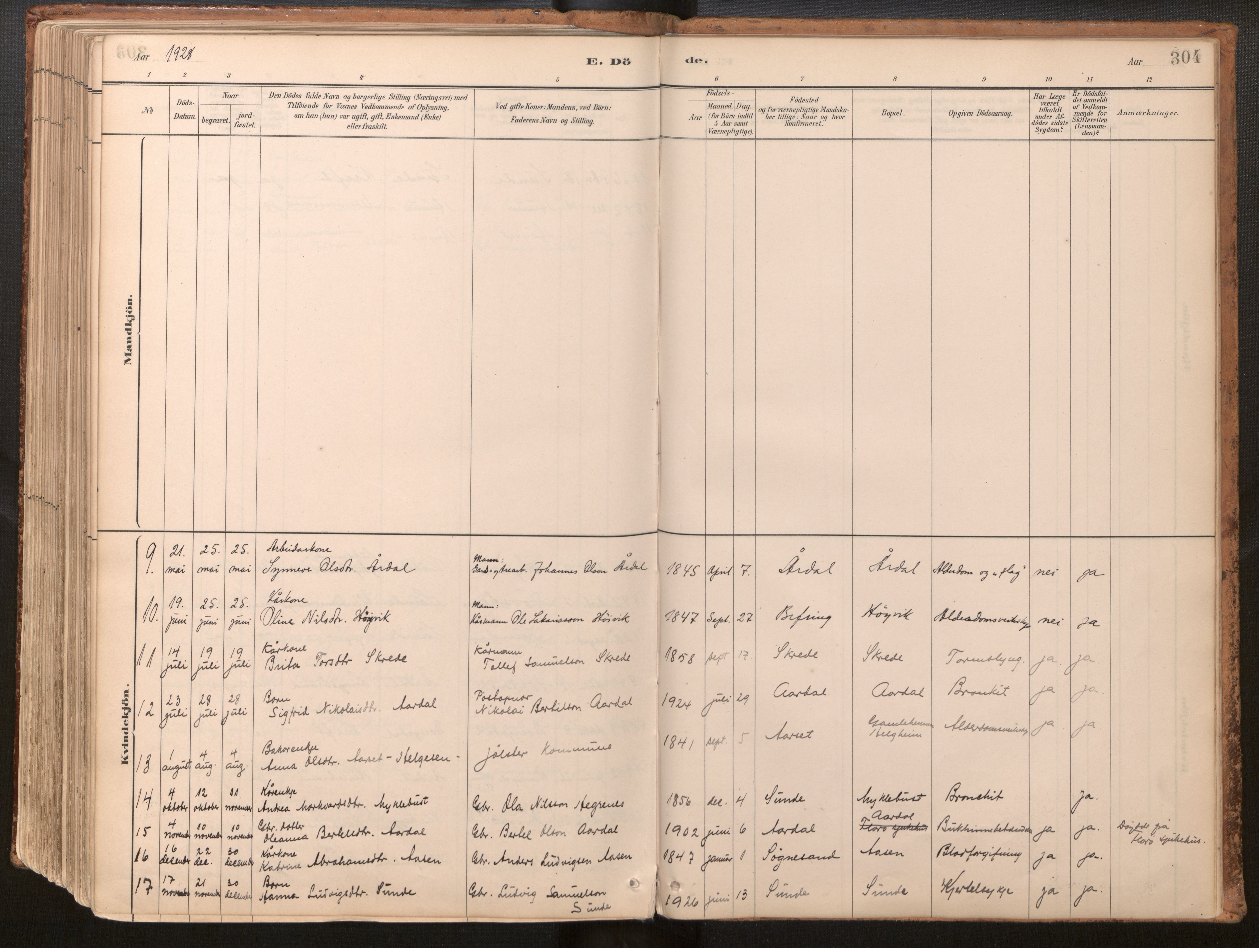 Jølster sokneprestembete, SAB/A-80701/H/Haa/Haac/L0001: Parish register (official) no. C 1, 1882-1928, p. 304