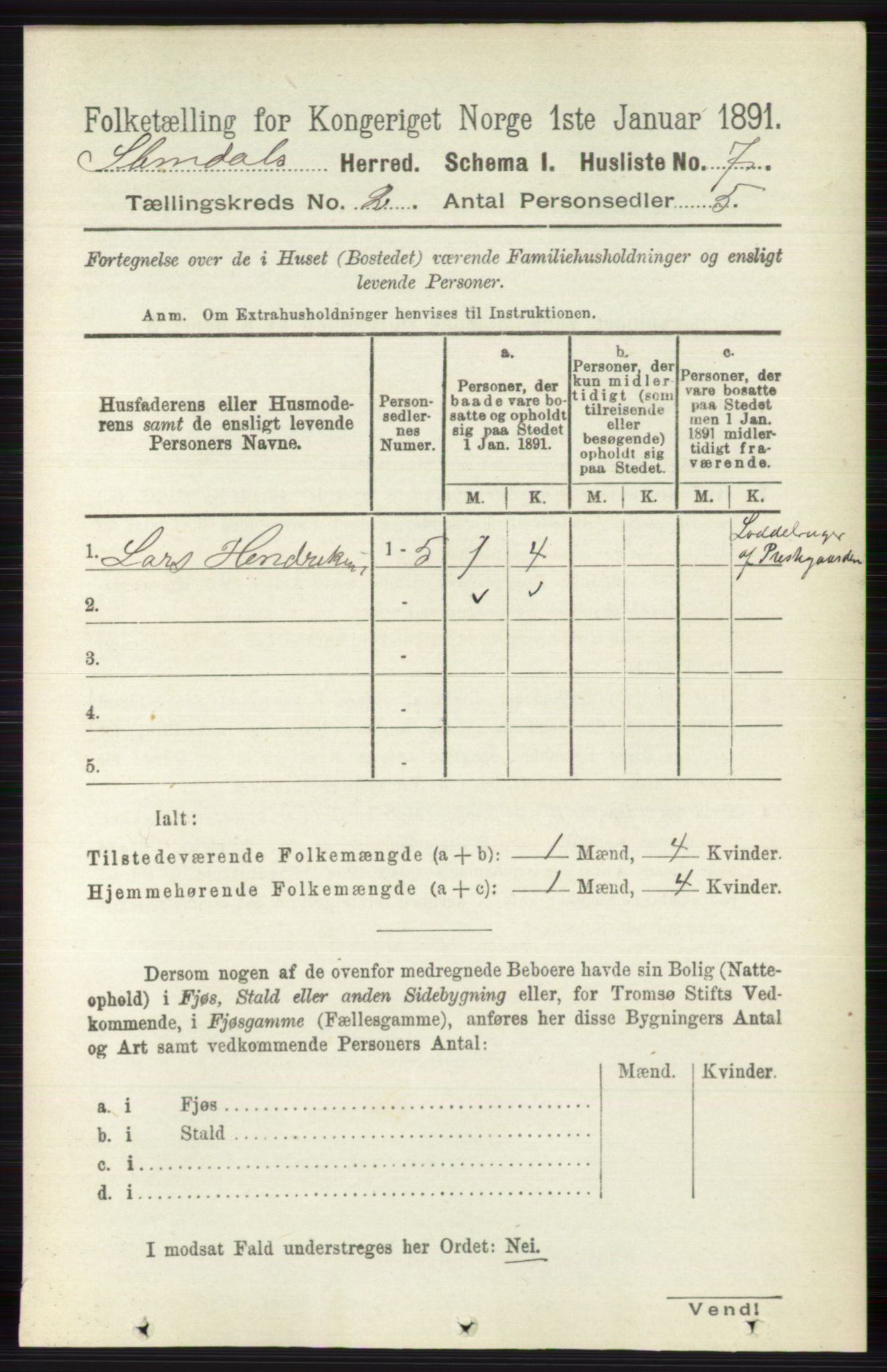 RA, 1891 census for 0811 Slemdal, 1891, p. 316