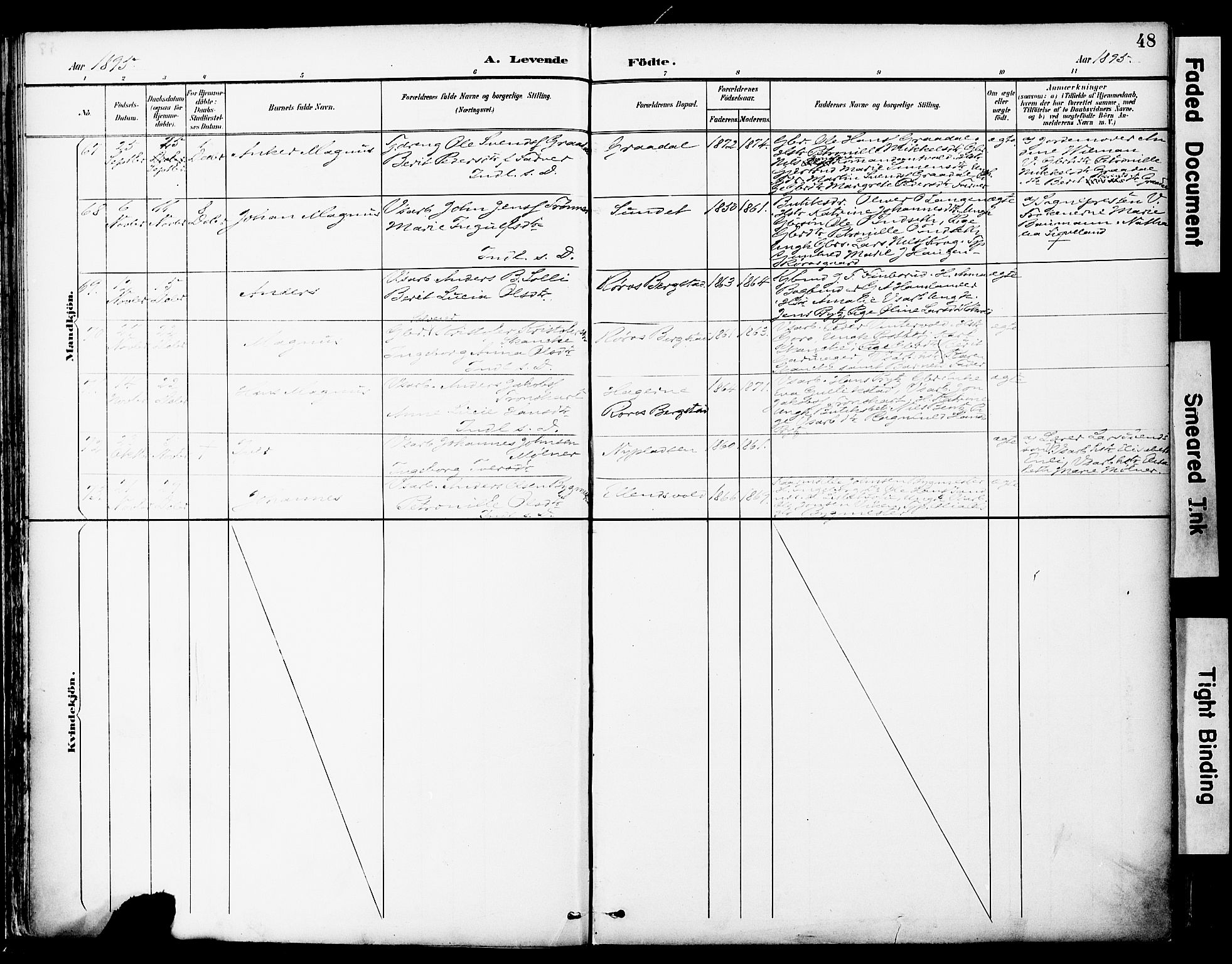 Ministerialprotokoller, klokkerbøker og fødselsregistre - Sør-Trøndelag, AV/SAT-A-1456/681/L0935: Parish register (official) no. 681A13, 1890-1898, p. 48