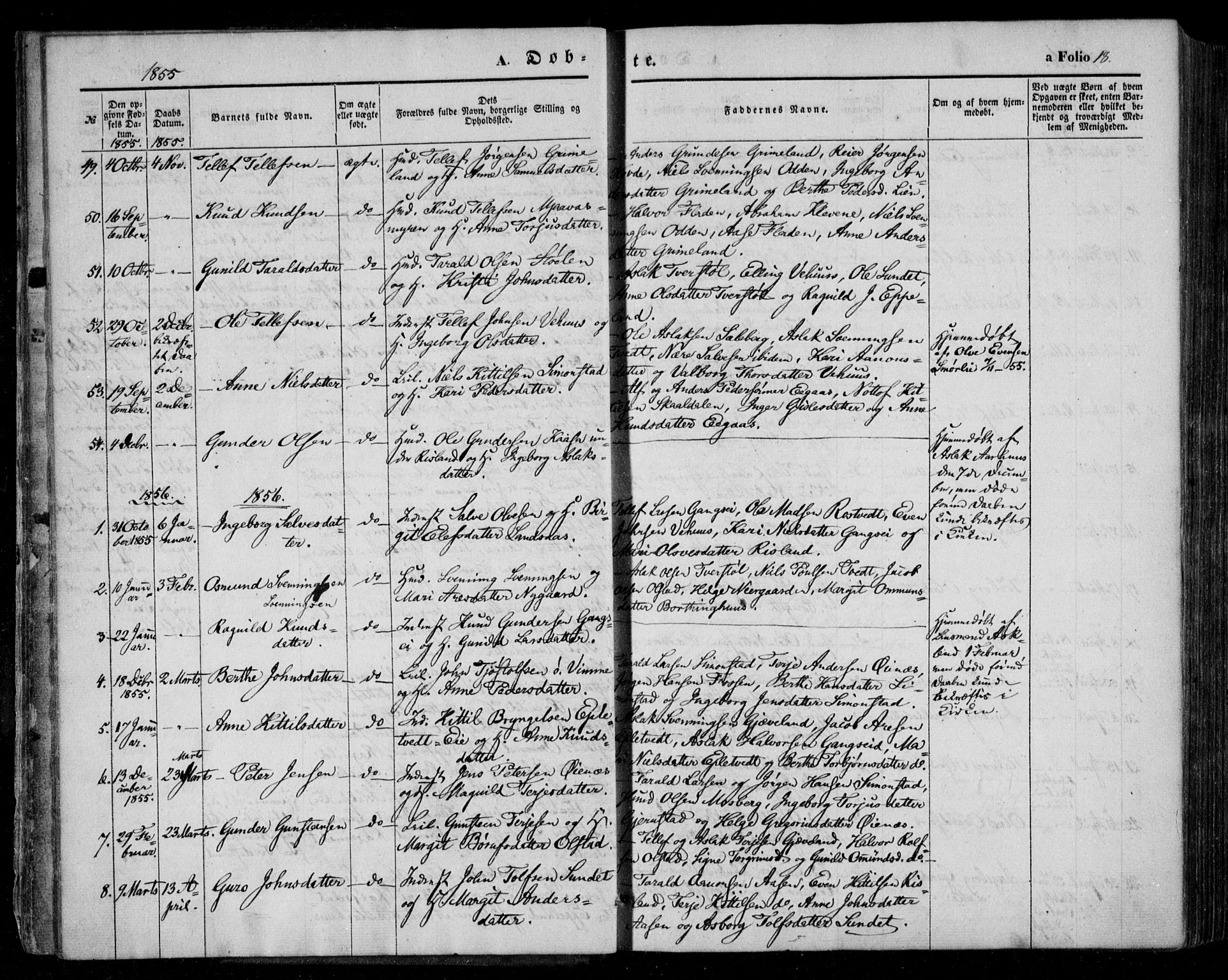 Åmli sokneprestkontor, AV/SAK-1111-0050/F/Fa/Fac/L0008: Parish register (official) no. A 8, 1852-1869, p. 18