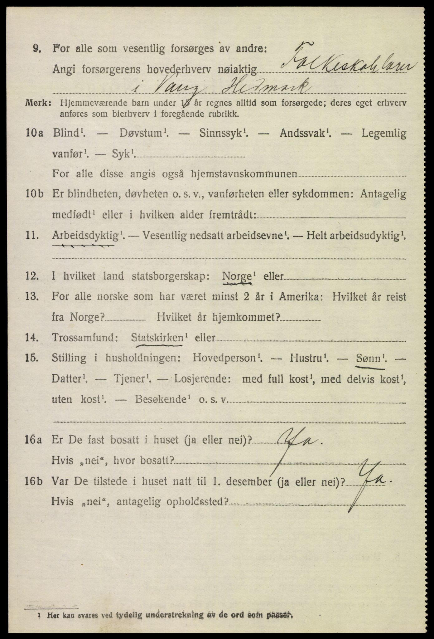 SAH, 1920 census for Vang (Hedmark), 1920, p. 2788