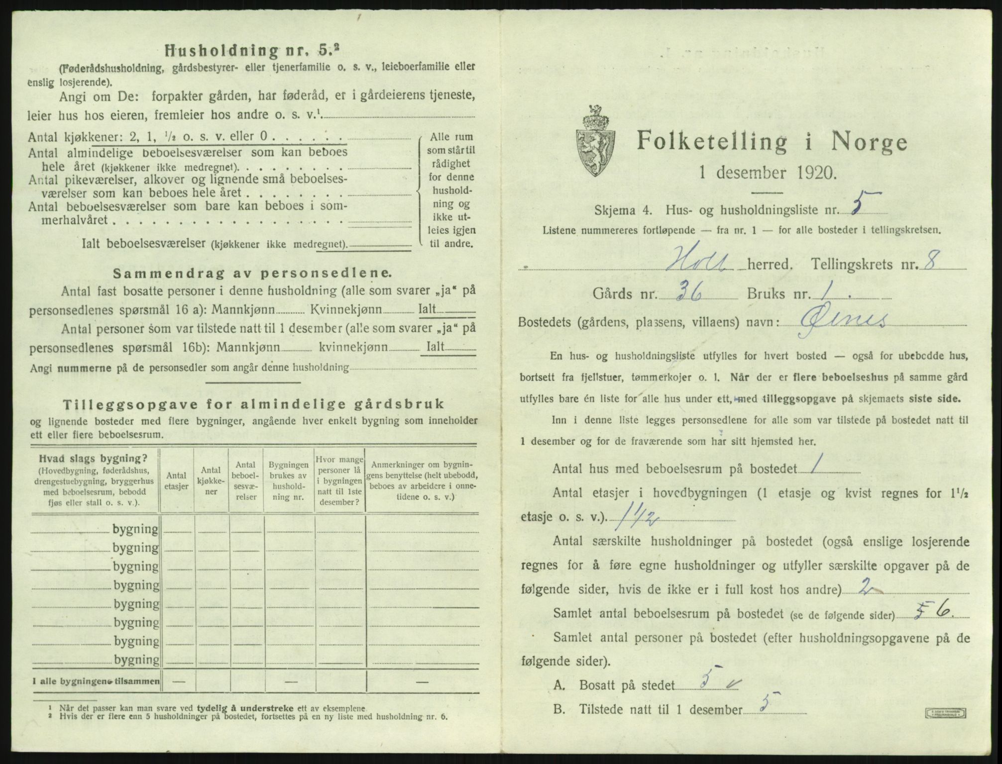 SAK, 1920 census for Holt, 1920, p. 734