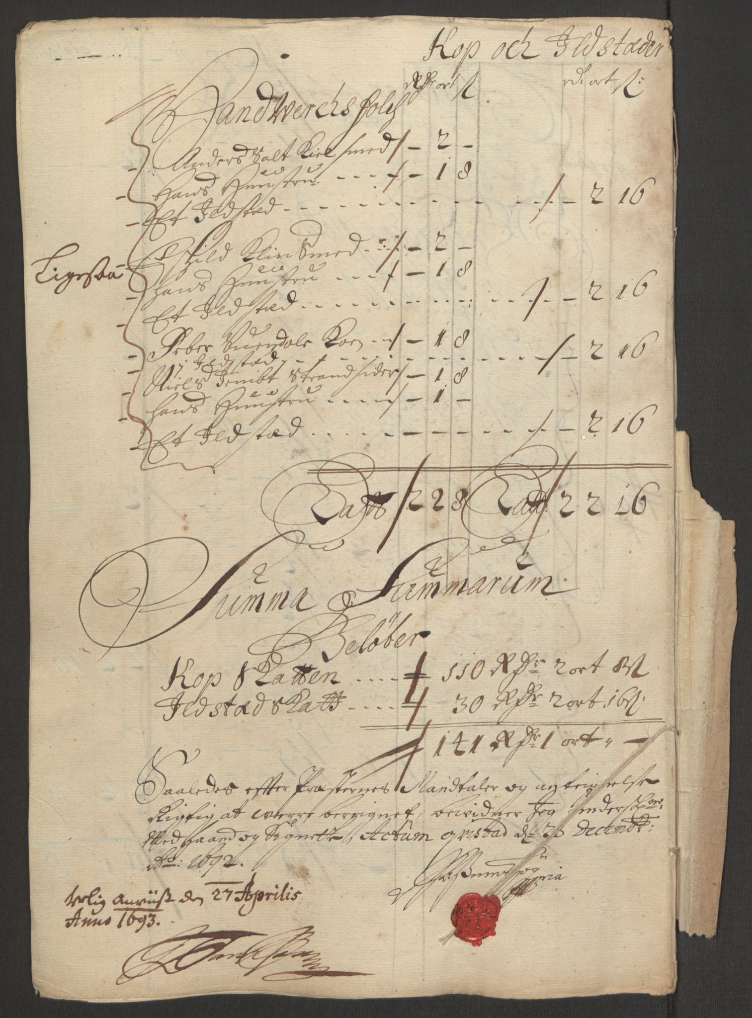 Rentekammeret inntil 1814, Reviderte regnskaper, Fogderegnskap, AV/RA-EA-4092/R63/L4308: Fogderegnskap Inderøy, 1692-1694, p. 138