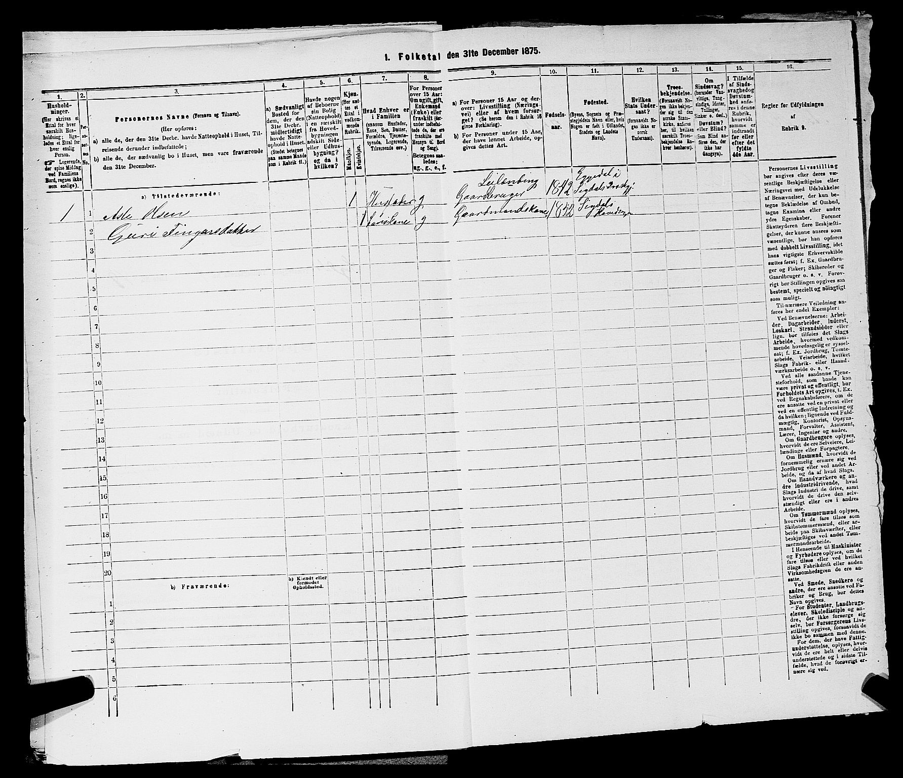 SAKO, 1875 census for 0621P Sigdal, 1875, p. 1157