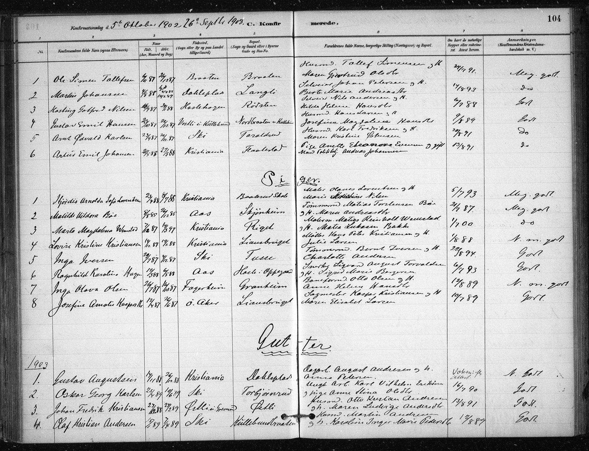 Nesodden prestekontor Kirkebøker, AV/SAO-A-10013/F/Fb/L0001: Parish register (official) no. II 1, 1880-1915, p. 104