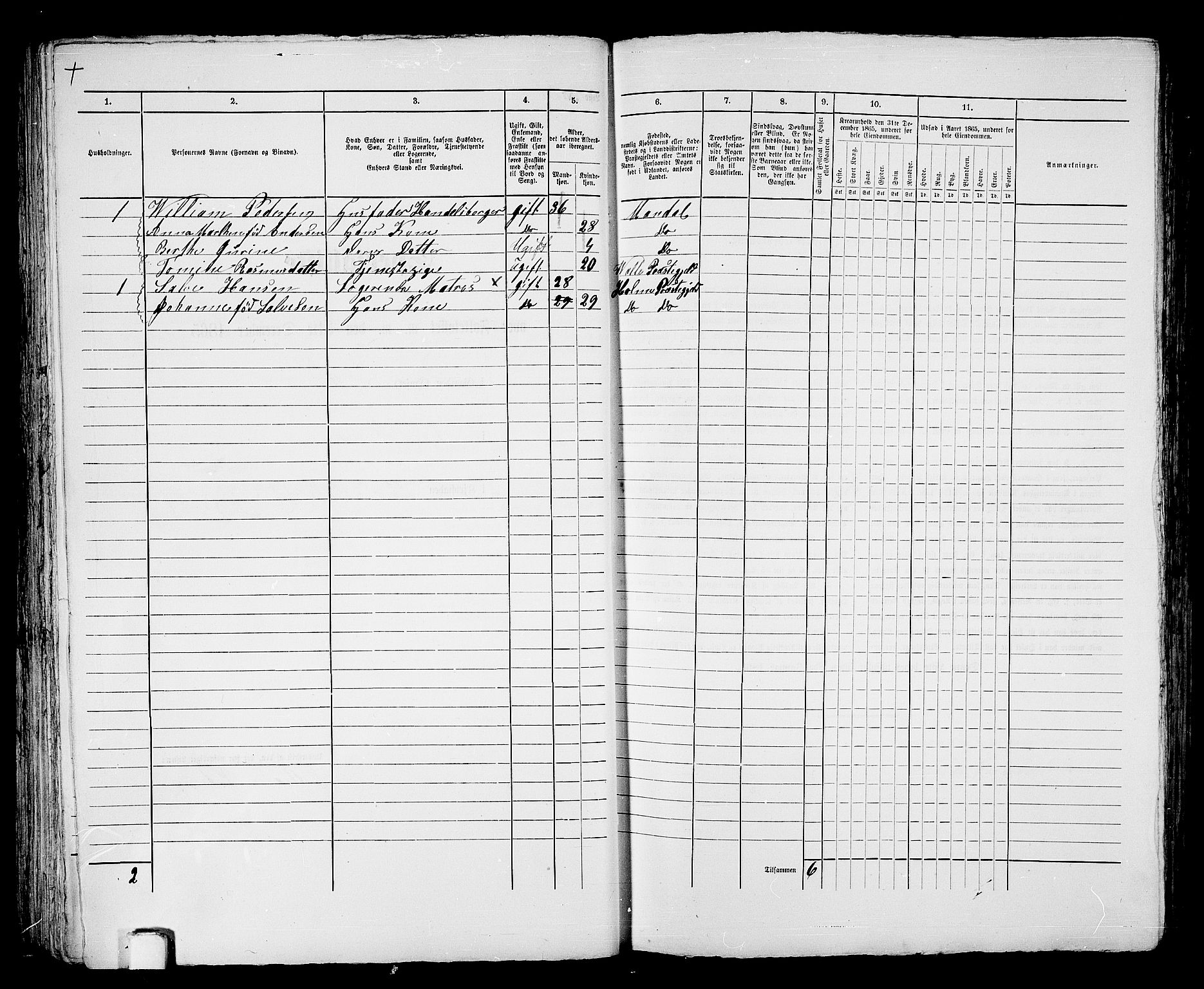 RA, 1865 census for Mandal/Mandal, 1865, p. 569