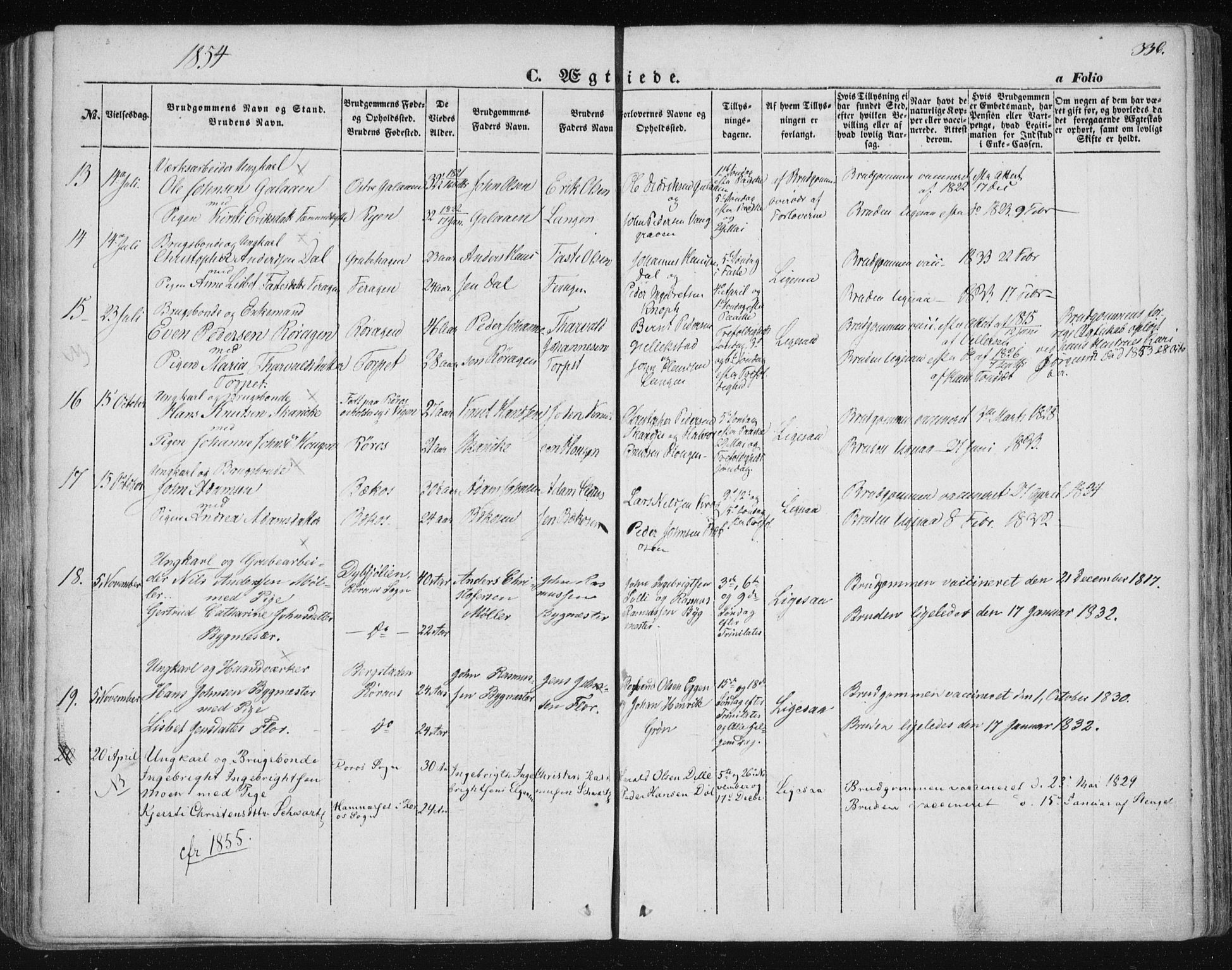 Ministerialprotokoller, klokkerbøker og fødselsregistre - Sør-Trøndelag, AV/SAT-A-1456/681/L0931: Parish register (official) no. 681A09, 1845-1859, p. 336