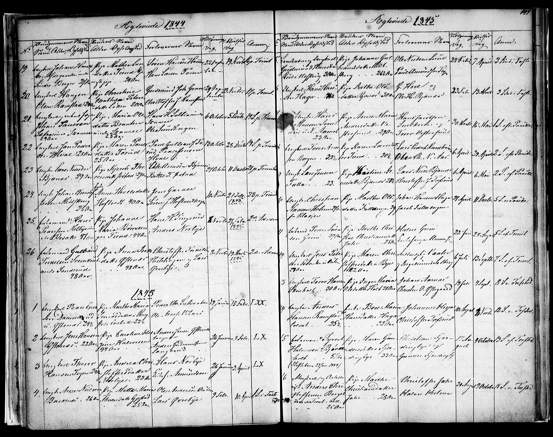 Fet prestekontor Kirkebøker, AV/SAO-A-10370a/F/Fa/L0009: Parish register (official) no. I 9, 1843-1846, p. 147