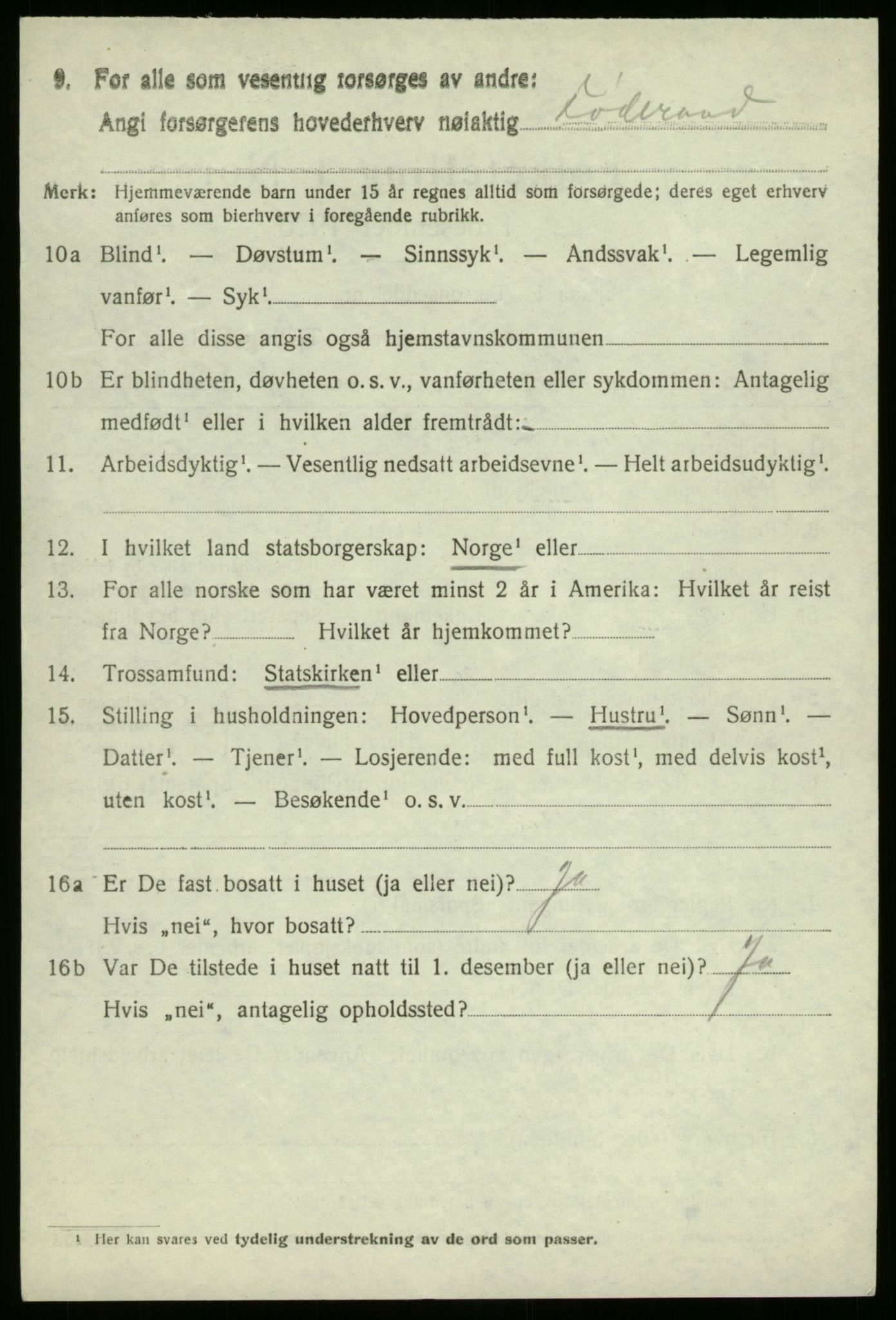 SAB, 1920 census for Vevring, 1920, p. 447