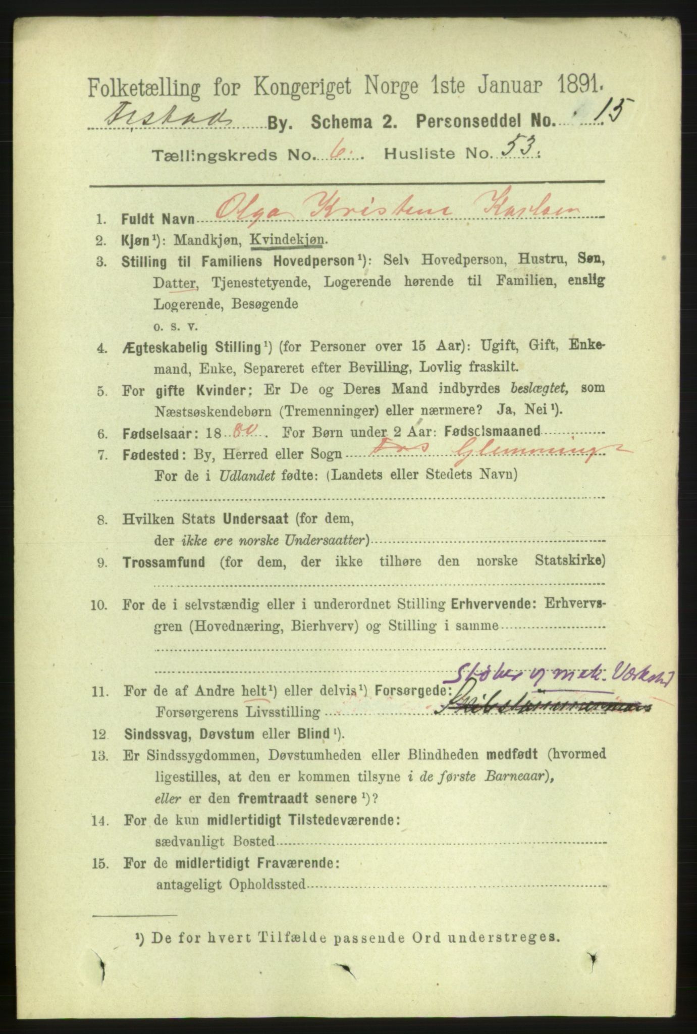 RA, 1891 census for 0103 Fredrikstad, 1891, p. 8144