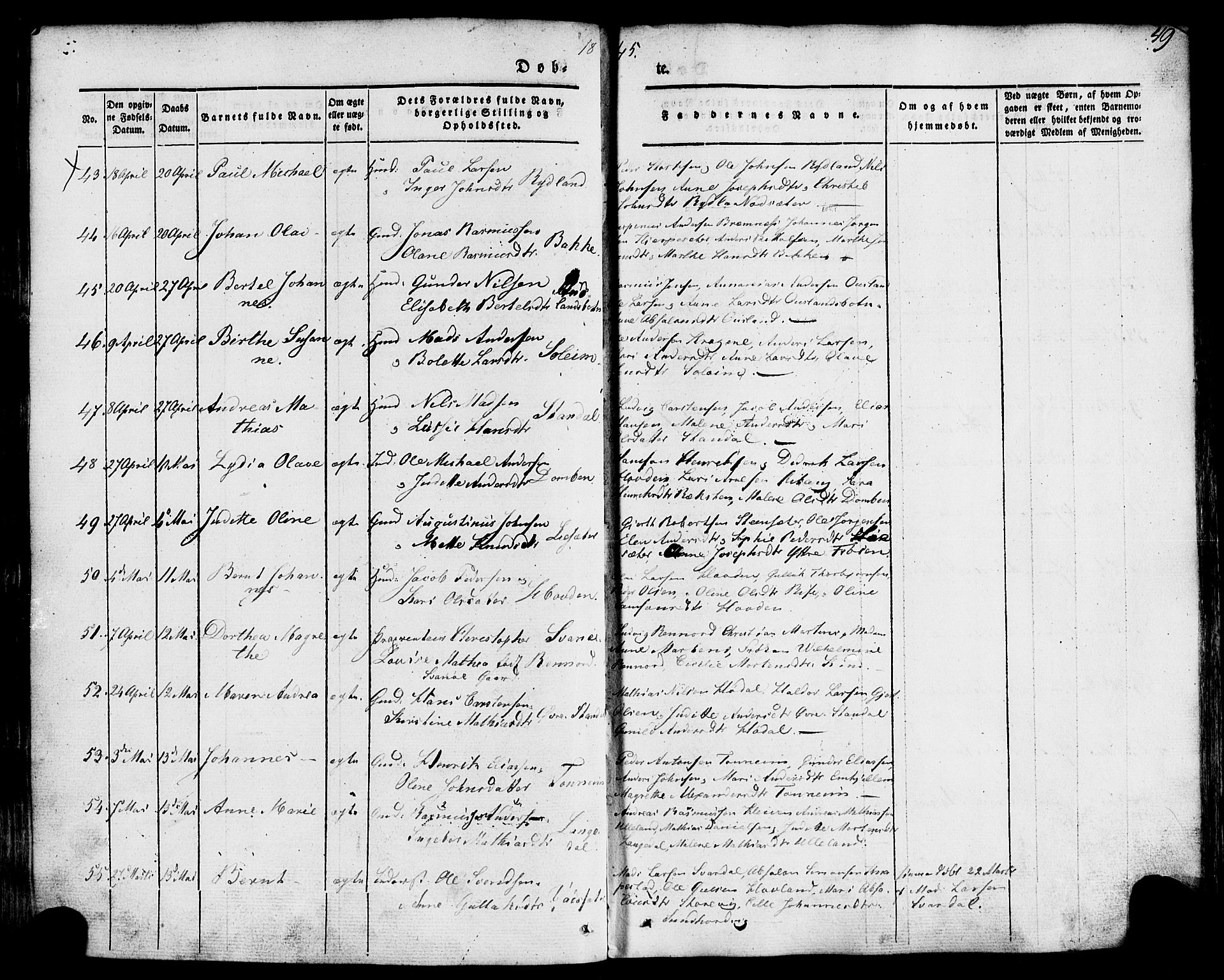 Kinn sokneprestembete, AV/SAB-A-80801/H/Haa/Haaa/L0005: Parish register (official) no. A 5, 1841-1857, p. 49