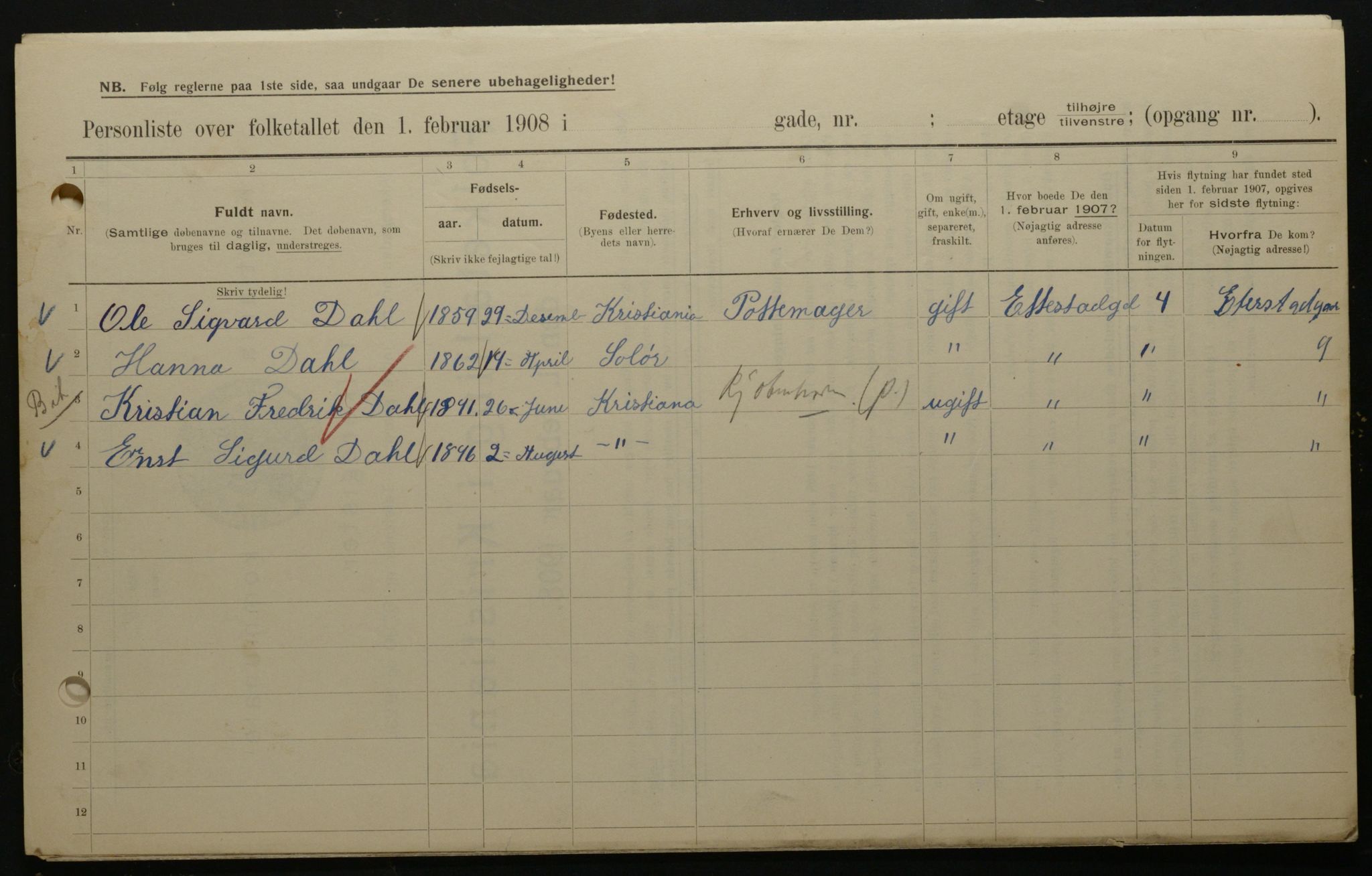 OBA, Municipal Census 1908 for Kristiania, 1908, p. 20362