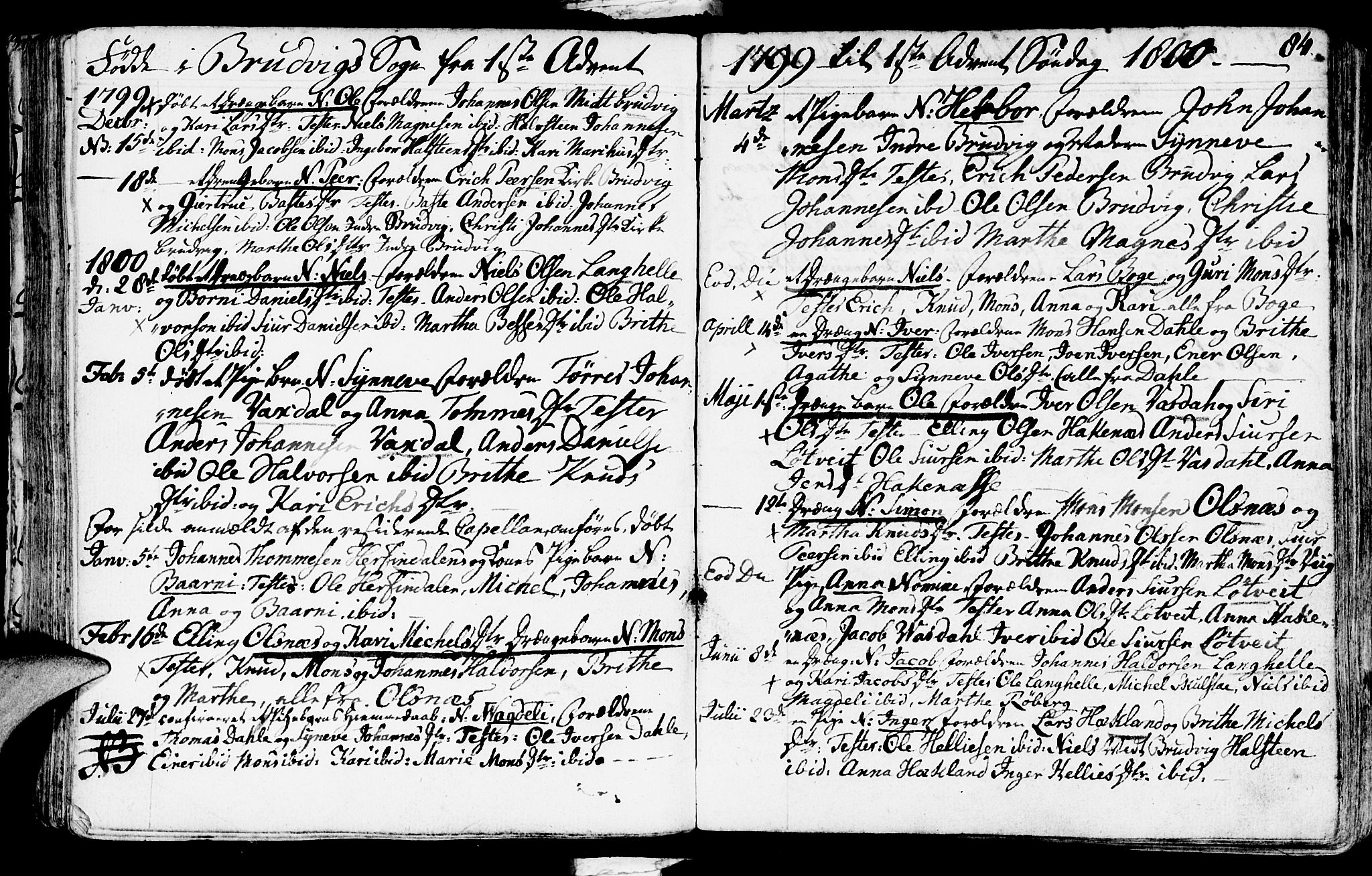 Haus sokneprestembete, AV/SAB-A-75601/H/Haa: Parish register (official) no. A 11, 1796-1816, p. 84