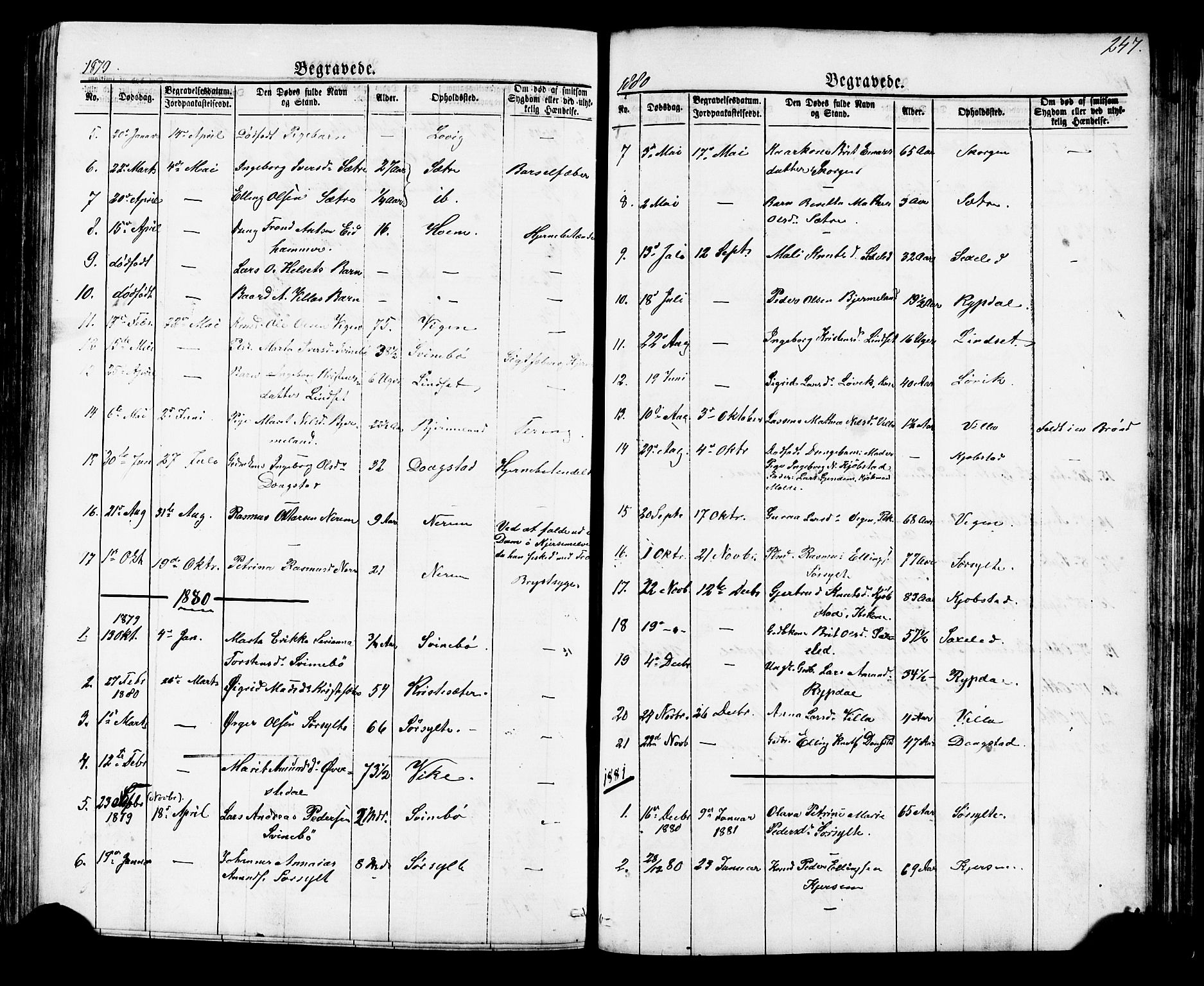 Ministerialprotokoller, klokkerbøker og fødselsregistre - Møre og Romsdal, SAT/A-1454/541/L0547: Parish register (copy) no. 541C02, 1867-1921, p. 247