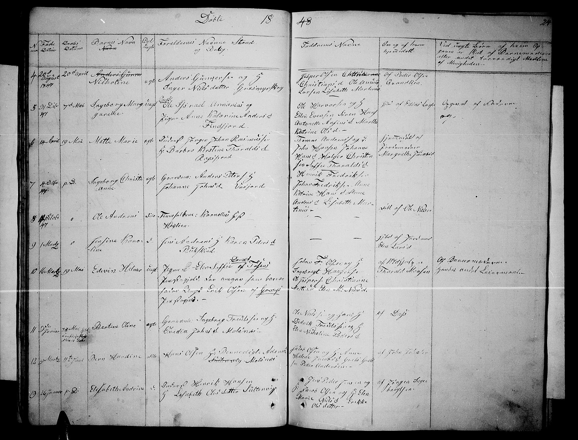 Lenvik sokneprestembete, AV/SATØ-S-1310/H/Ha/Hab/L0003klokker: Parish register (copy) no. 3, 1844-1858, p. 24