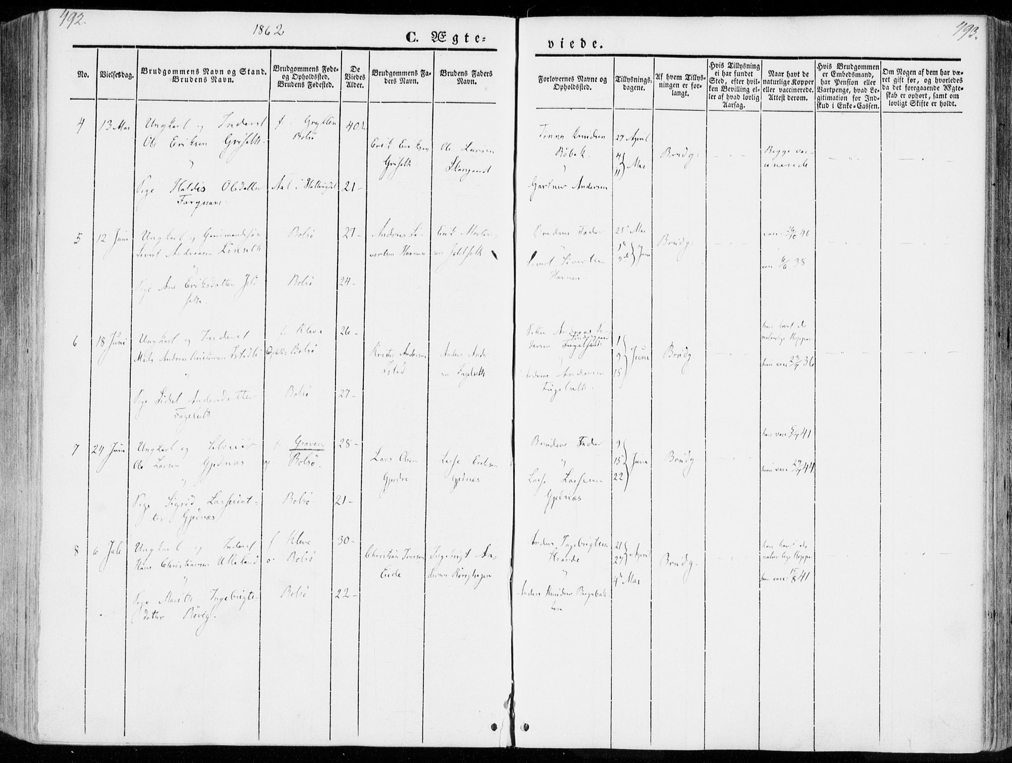 Ministerialprotokoller, klokkerbøker og fødselsregistre - Møre og Romsdal, AV/SAT-A-1454/555/L0653: Parish register (official) no. 555A04, 1843-1869, p. 492-493