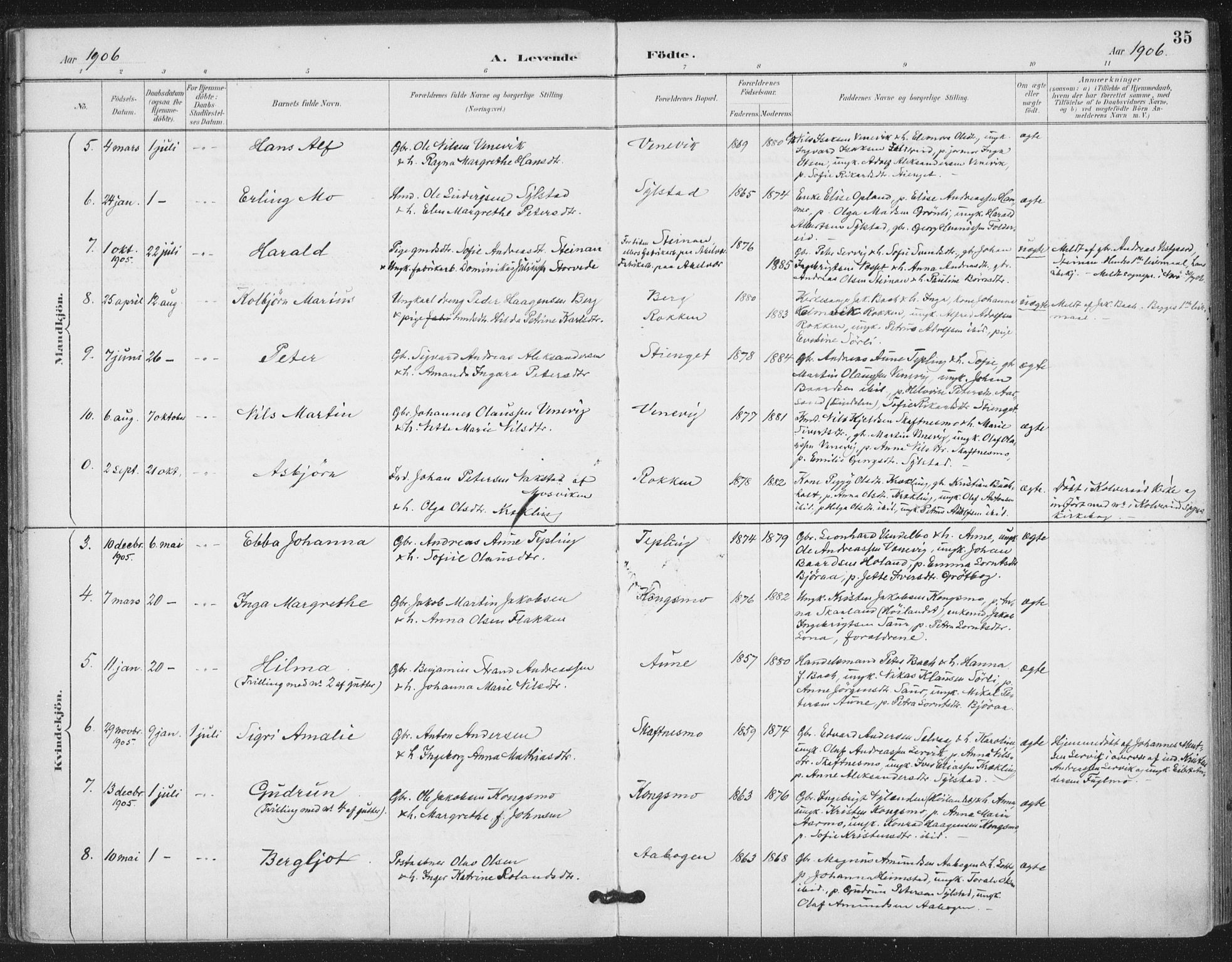 Ministerialprotokoller, klokkerbøker og fødselsregistre - Nord-Trøndelag, SAT/A-1458/783/L0660: Parish register (official) no. 783A02, 1886-1918, p. 35