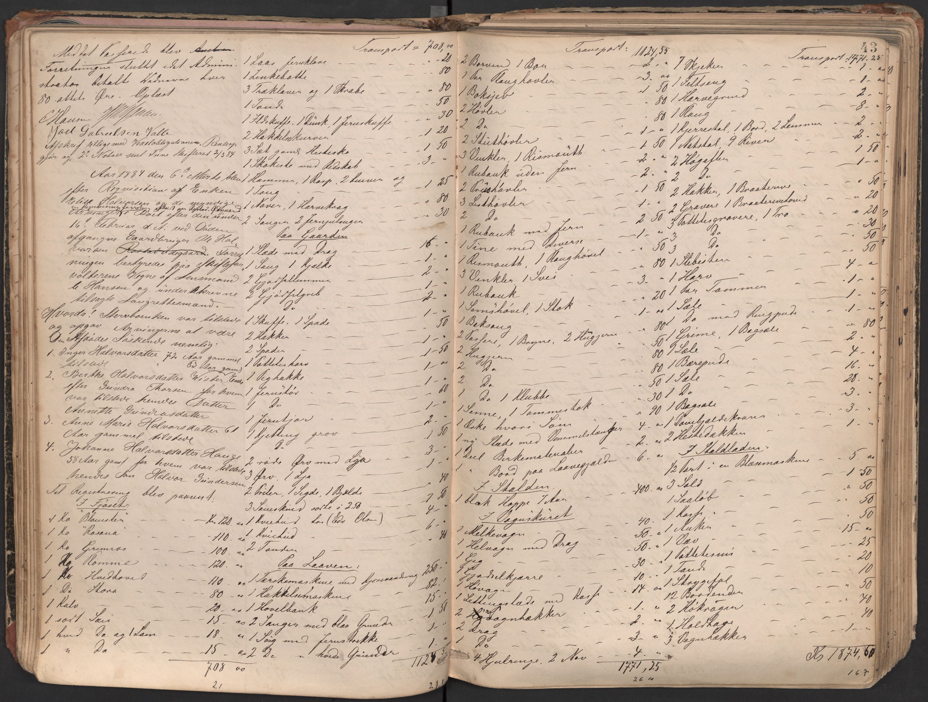 Glemmen lensmannskontor, AV/SAO-A-10123/H/Ha/Hab/L0003: Registreringsprotokoll, 1880-1891, p. 43