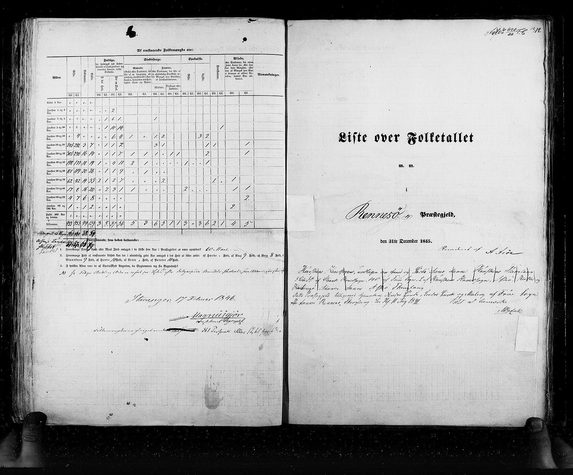 RA, Census 1845, vol. 6: Lister og Mandal amt og Stavanger amt, 1845, p. 312