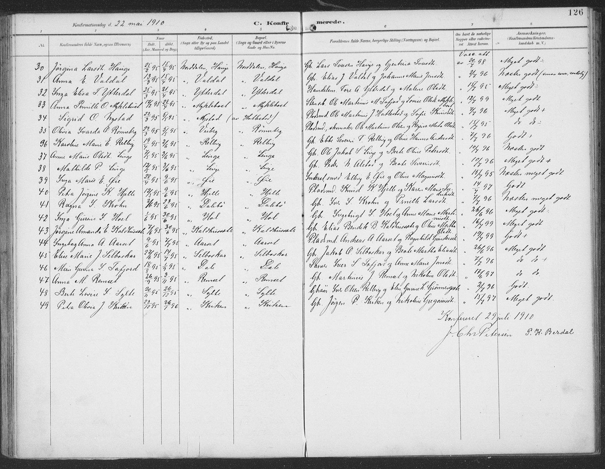 Ministerialprotokoller, klokkerbøker og fødselsregistre - Møre og Romsdal, SAT/A-1454/519/L0256: Parish register (official) no. 519A15, 1895-1912, p. 126