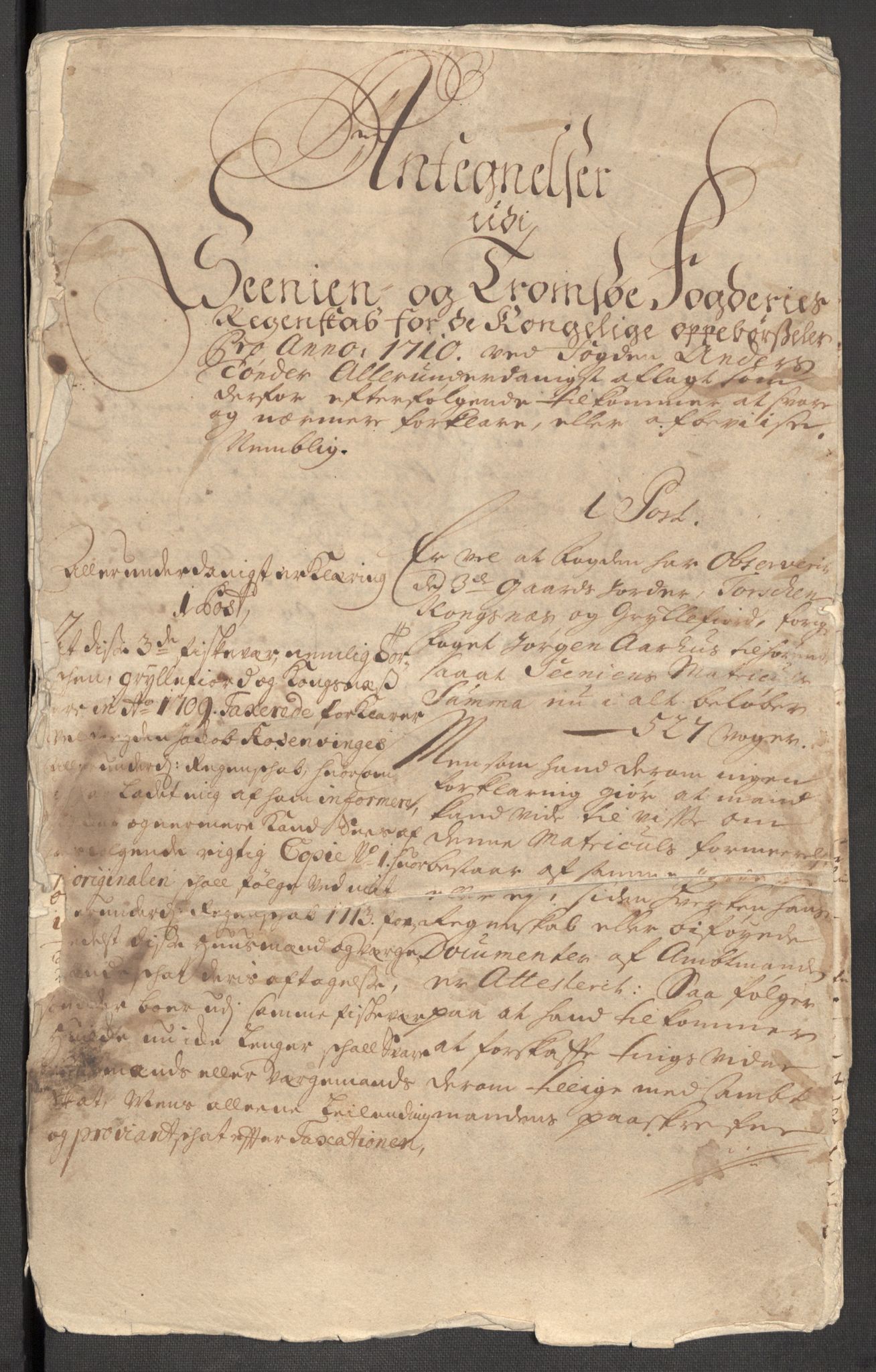 Rentekammeret inntil 1814, Reviderte regnskaper, Fogderegnskap, RA/EA-4092/R68/L4757: Fogderegnskap Senja og Troms, 1708-1710, p. 306