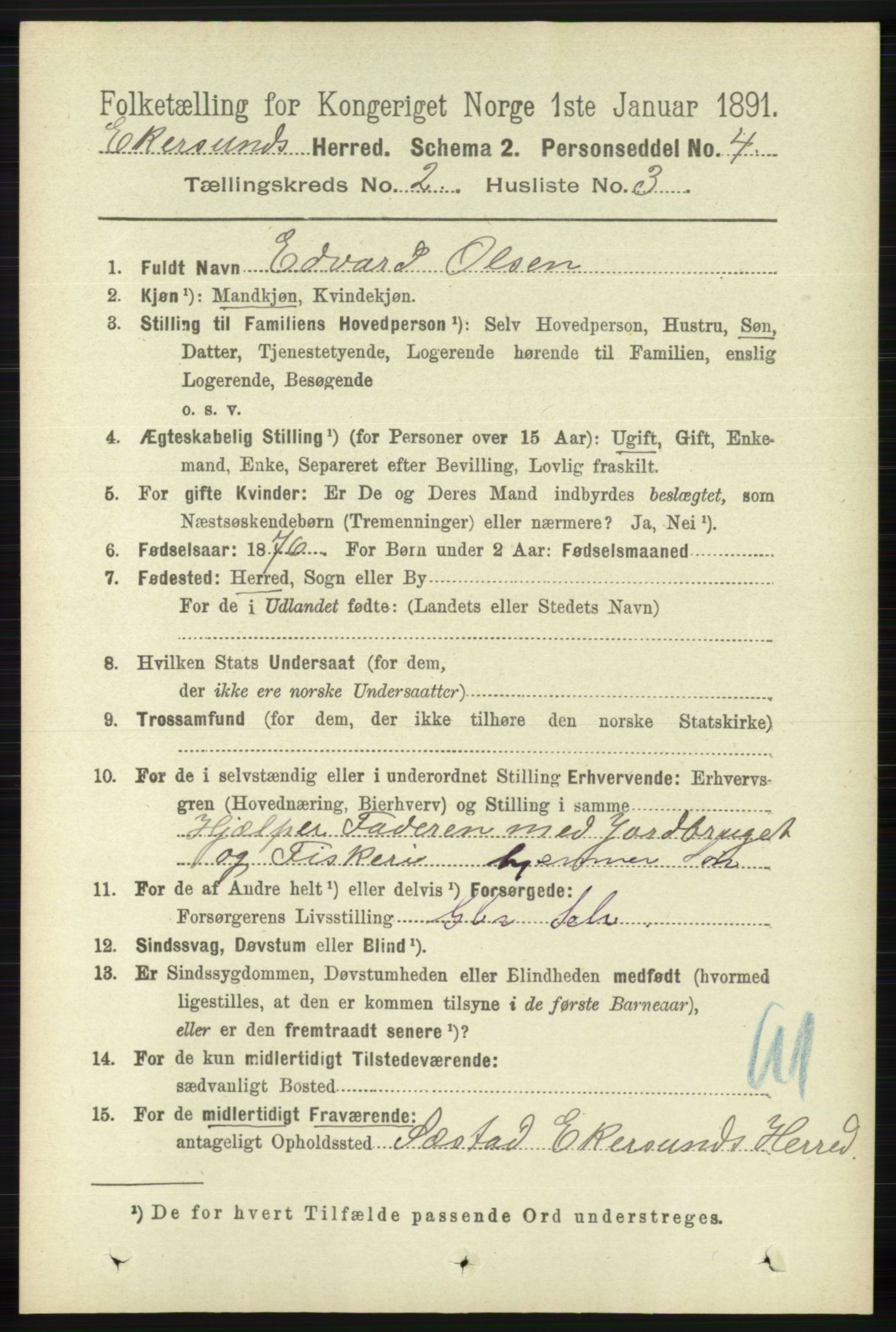 RA, 1891 census for 1116 Eigersund herred, 1891, p. 468