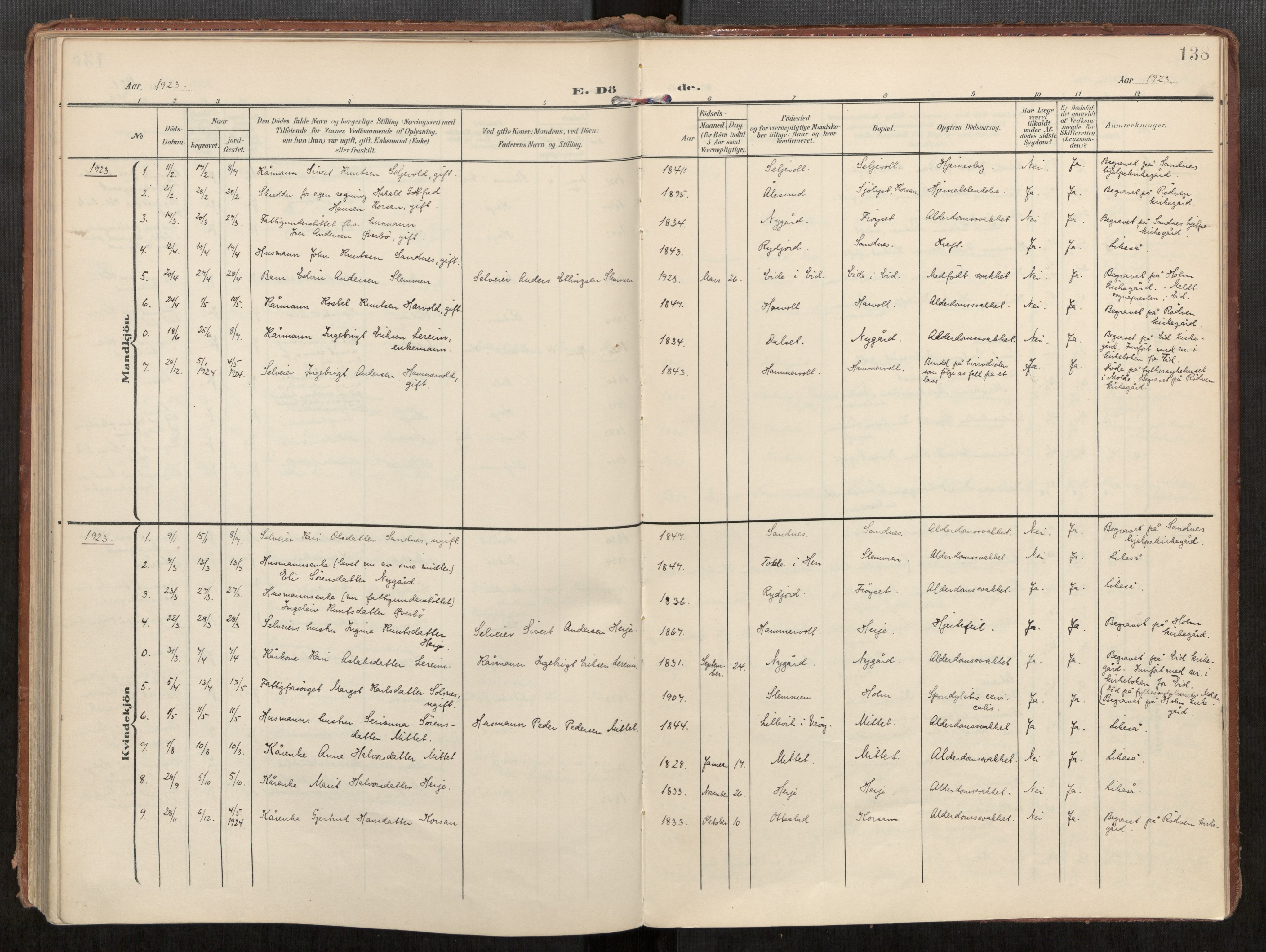 Ministerialprotokoller, klokkerbøker og fødselsregistre - Møre og Romsdal, AV/SAT-A-1454/549/L0618: Parish register (official) no. 549A01, 1906-1927, p. 138