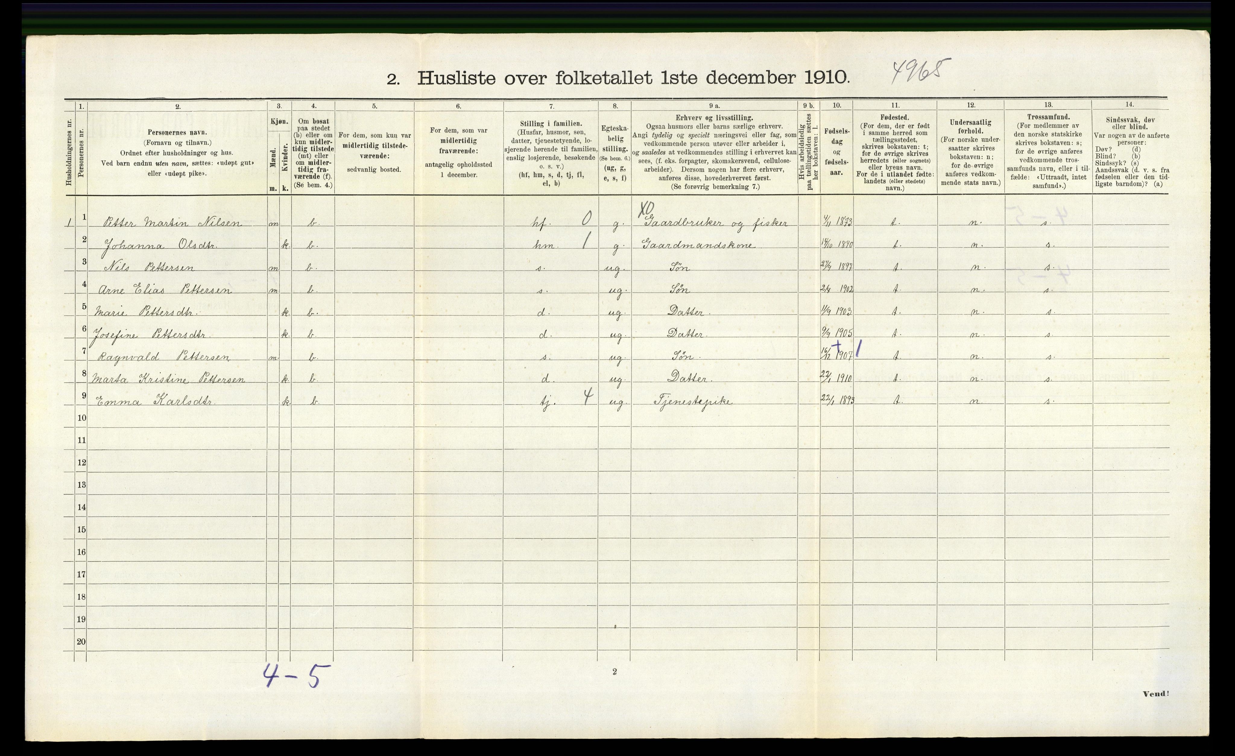 RA, 1910 census for Manger, 1910, p. 1180