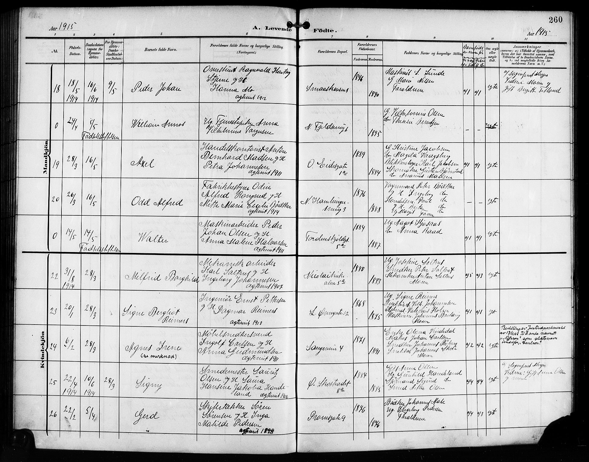 Korskirken sokneprestembete, AV/SAB-A-76101/H/Hab: Parish register (copy) no. B 11, 1905-1916, p. 260