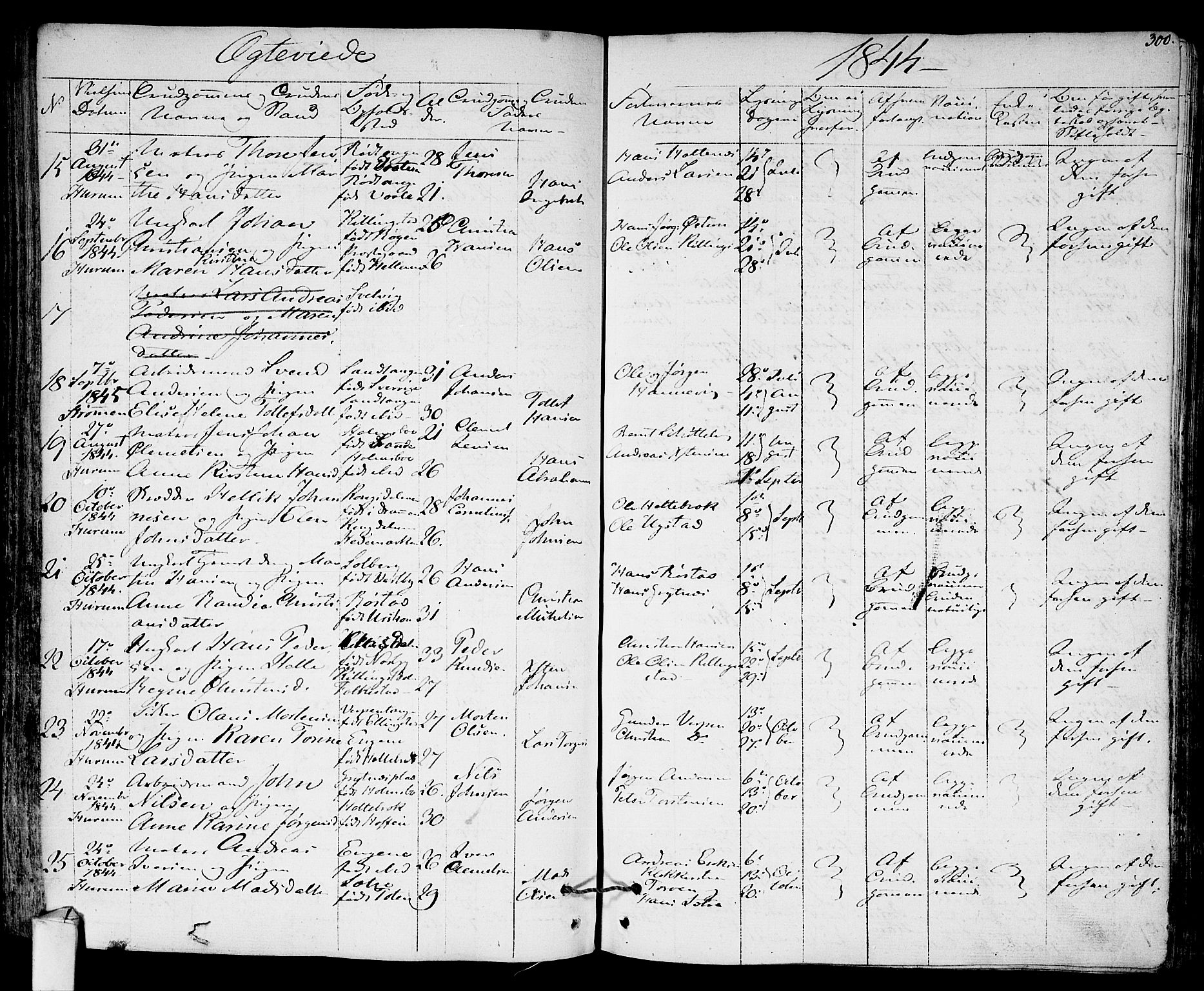 Hurum kirkebøker, SAKO/A-229/F/Fa/L0010: Parish register (official) no. 10, 1827-1846, p. 300