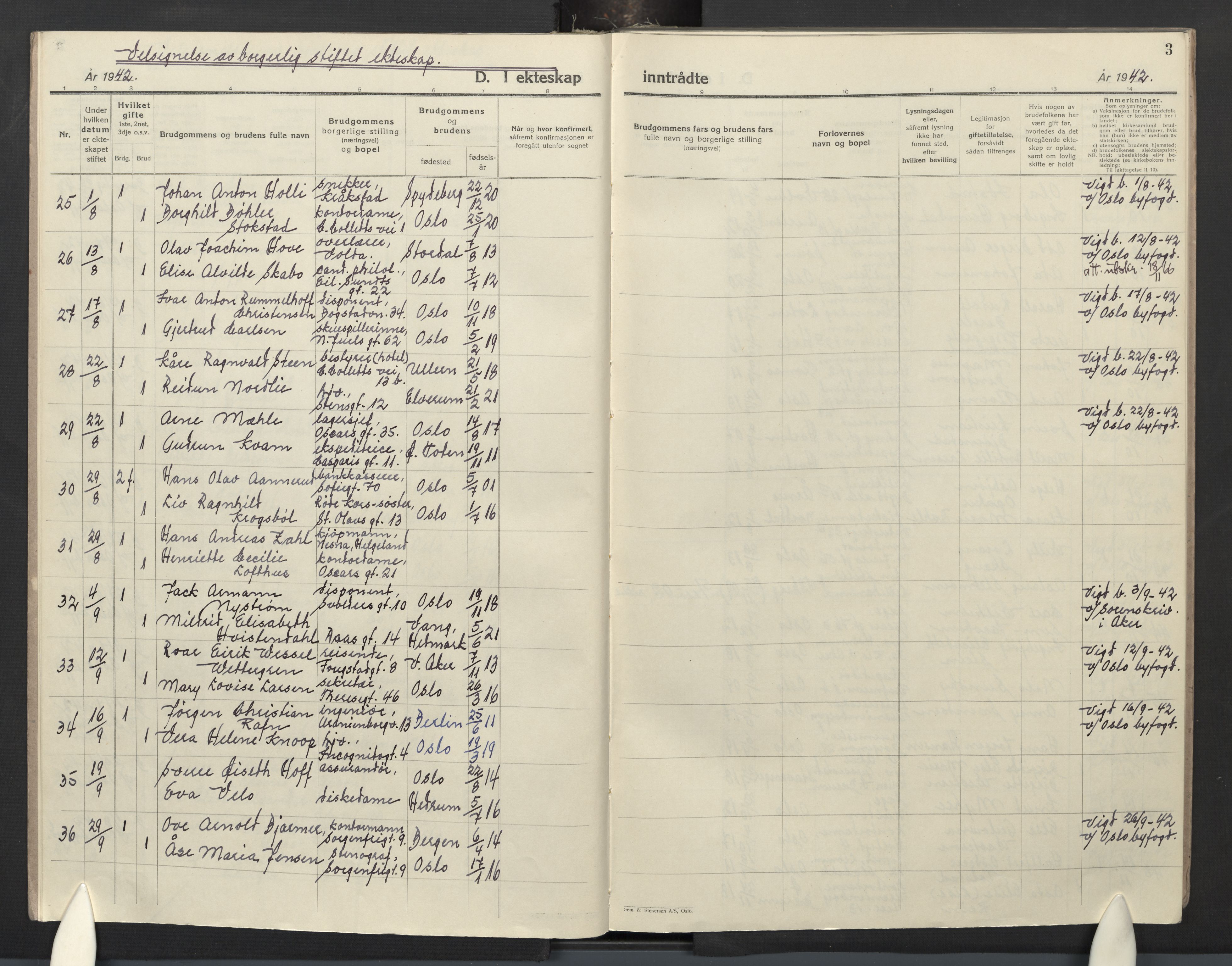 Uranienborg prestekontor Kirkebøker, AV/SAO-A-10877/F/Fb/L0001: Parish register (official) no. II 1, 1942-1964, p. 3
