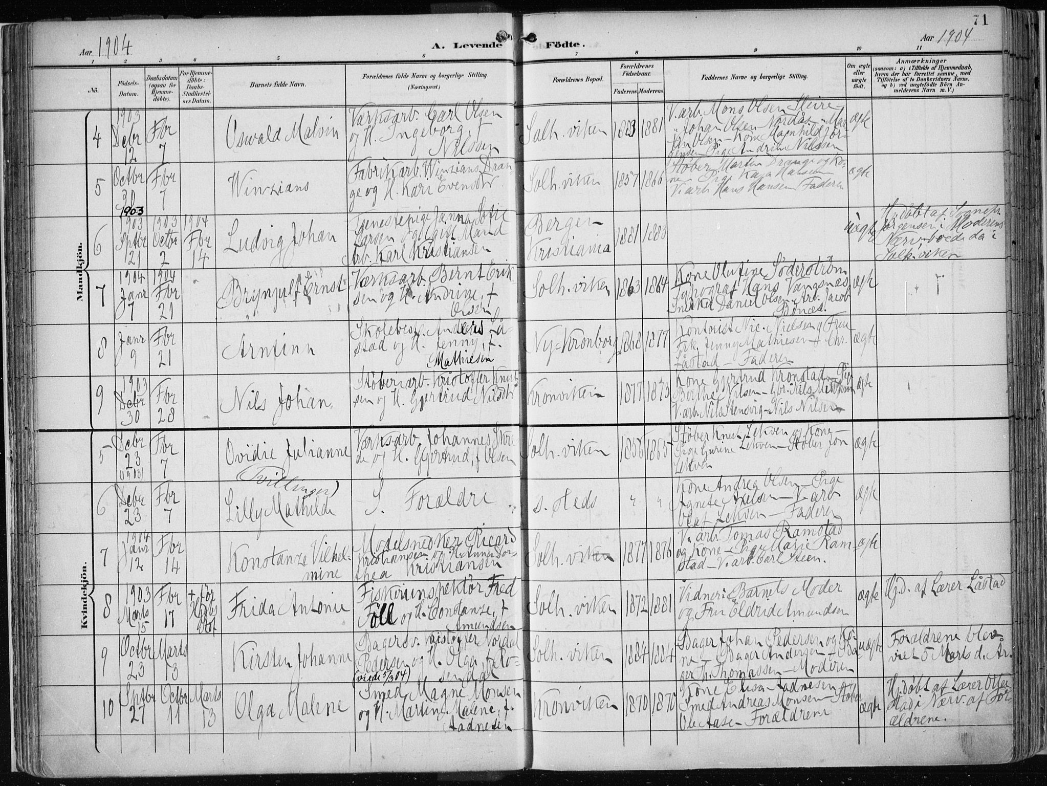 Årstad Sokneprestembete, AV/SAB-A-79301/H/Haa/L0002: Parish register (official) no. A 2, 1899-1914, p. 71