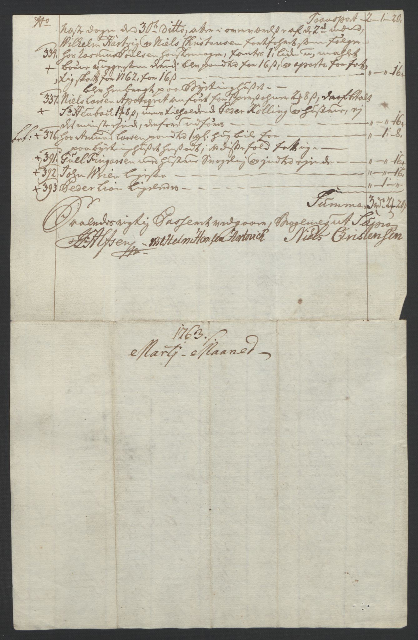 Rentekammeret inntil 1814, Reviderte regnskaper, Byregnskaper, AV/RA-EA-4066/R/Rf/L0119/0001: [F2] Kontribusjonsregnskap / Ekstraskatt, 1762-1767, p. 139