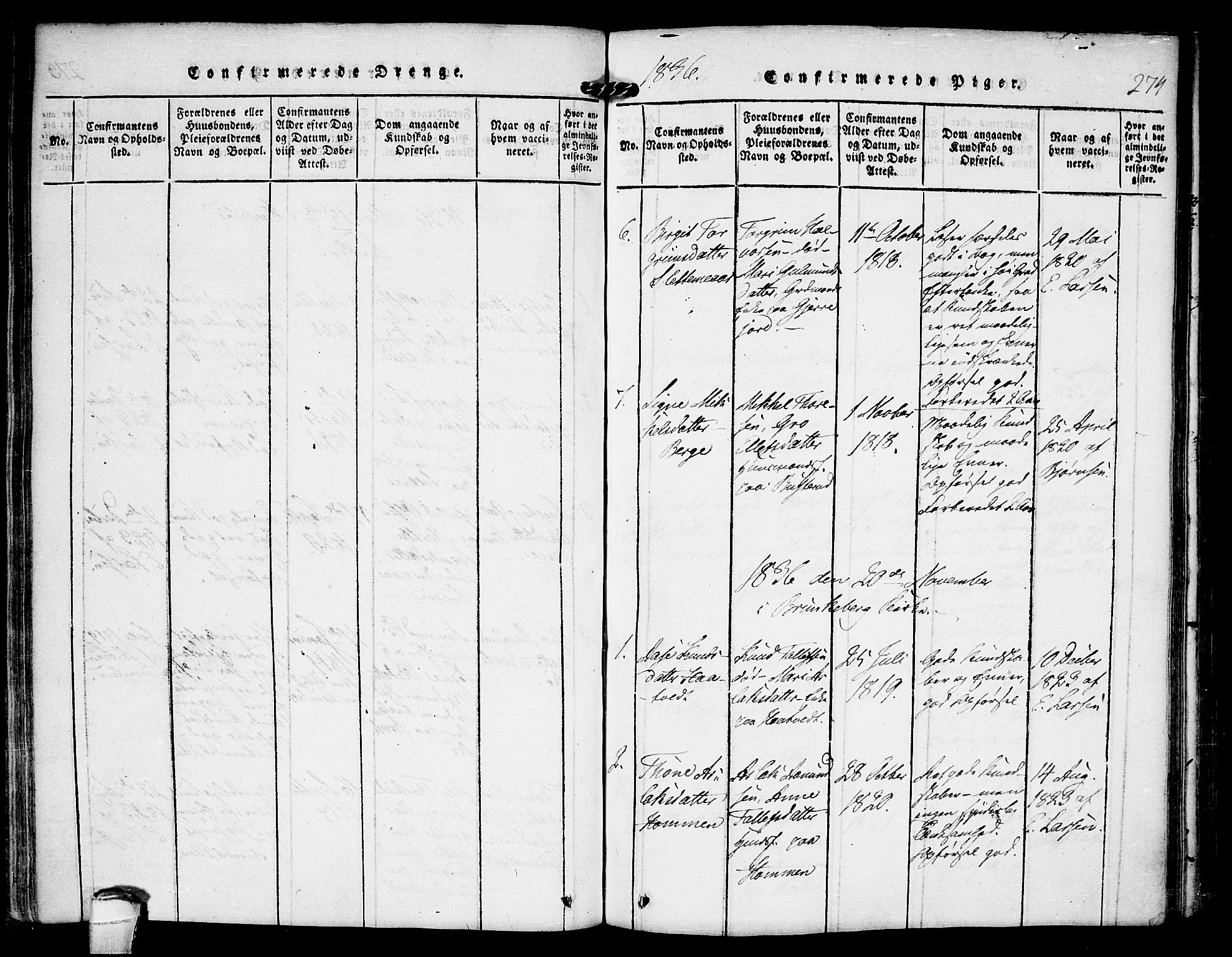Kviteseid kirkebøker, SAKO/A-276/F/Fb/L0001: Parish register (official) no. II 1, 1815-1836, p. 274