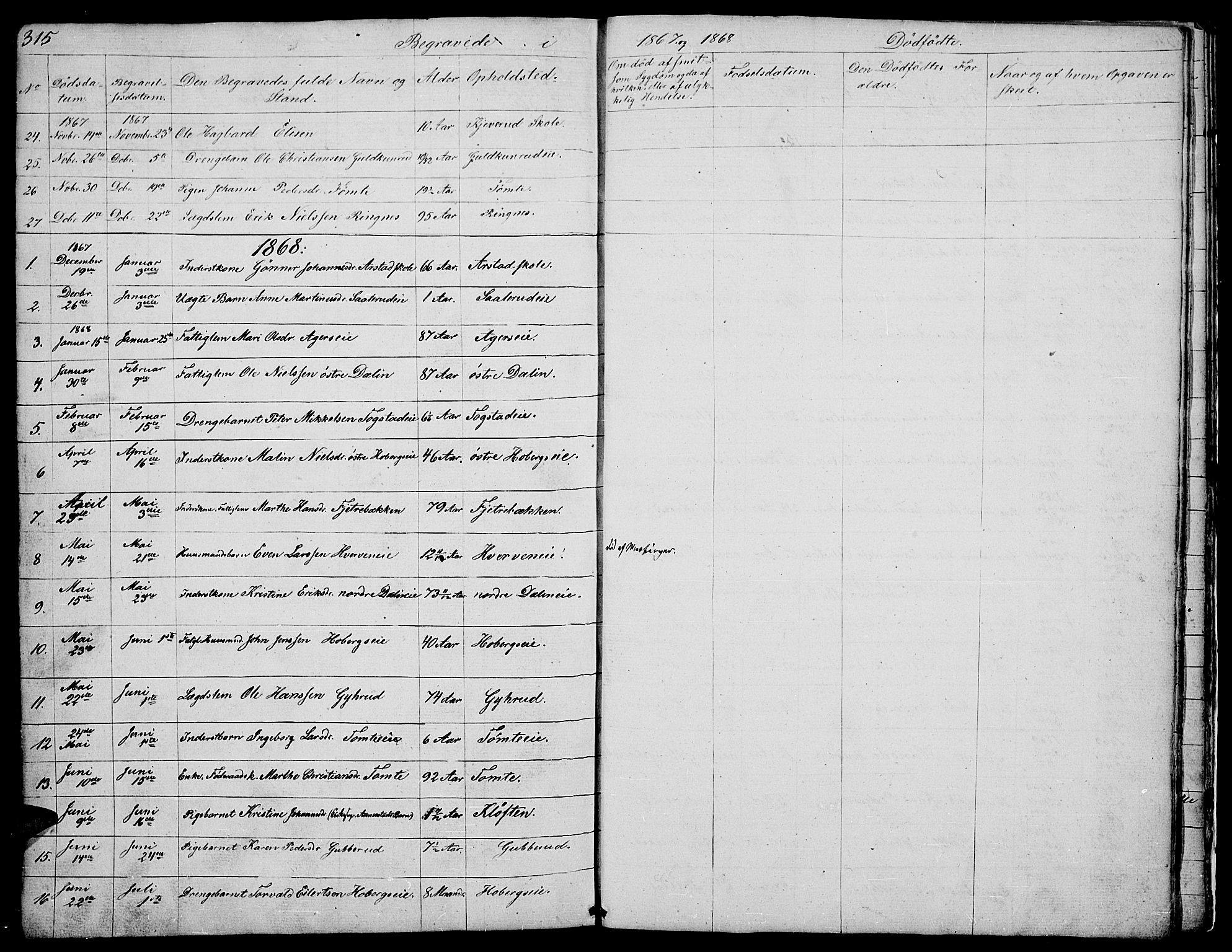 Stange prestekontor, SAH/PREST-002/L/L0002: Parish register (copy) no. 2, 1838-1879, p. 315