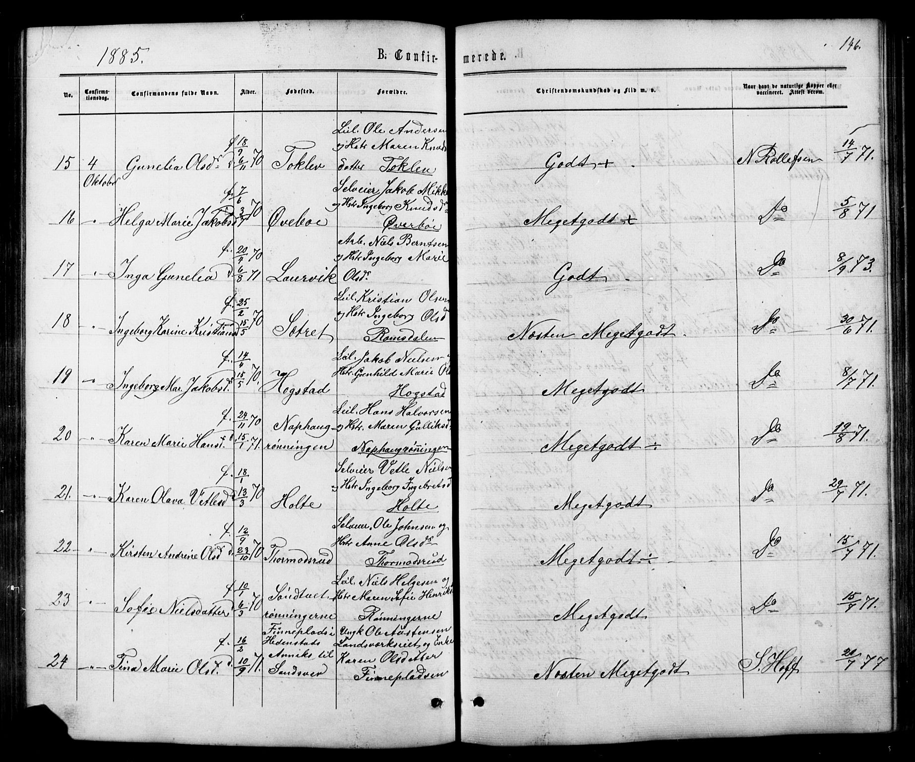 Siljan kirkebøker, SAKO/A-300/G/Ga/L0002: Parish register (copy) no. 2, 1864-1908, p. 146