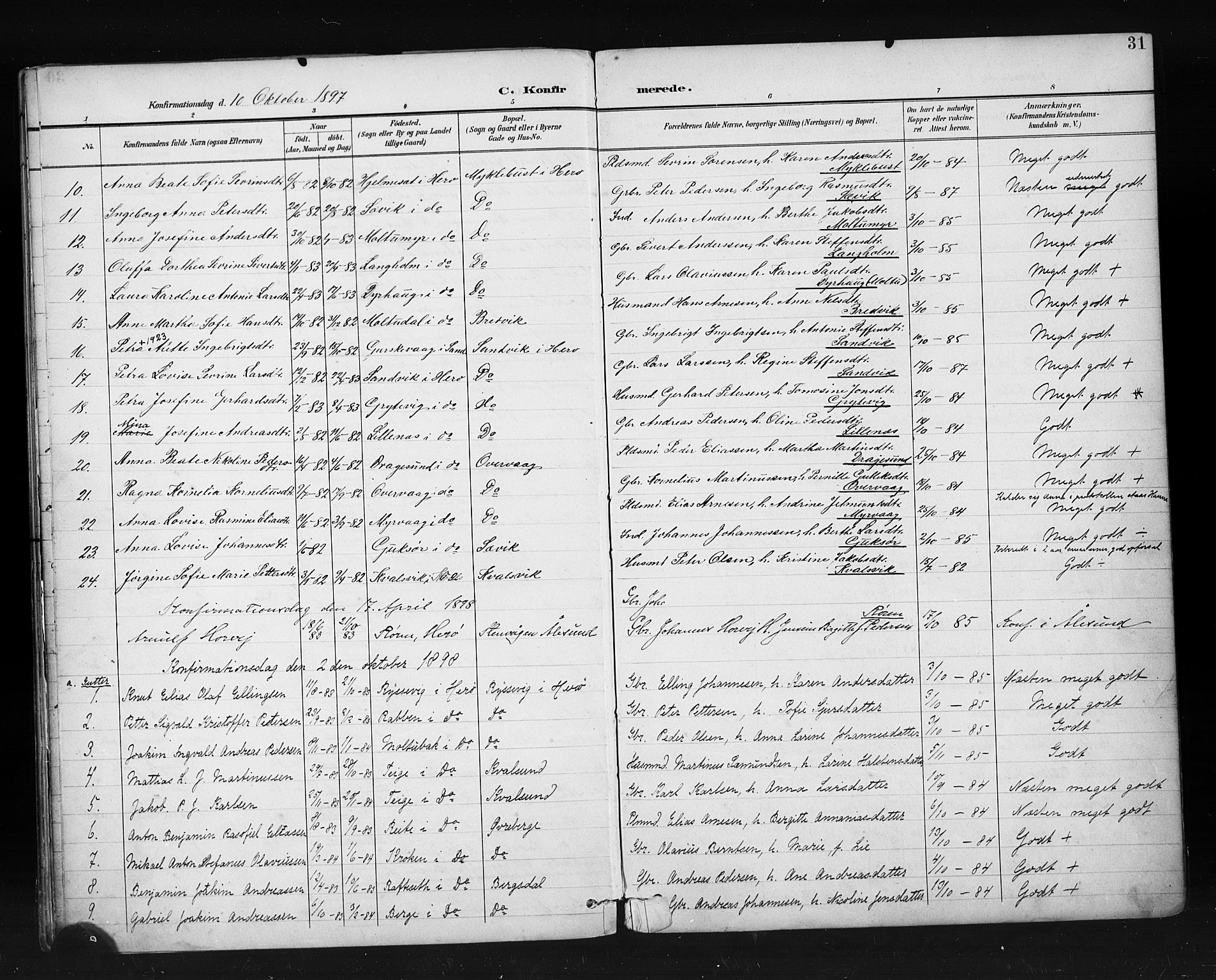 Ministerialprotokoller, klokkerbøker og fødselsregistre - Møre og Romsdal, AV/SAT-A-1454/507/L0074: Parish register (official) no. 507A09, 1894-1900, p. 31