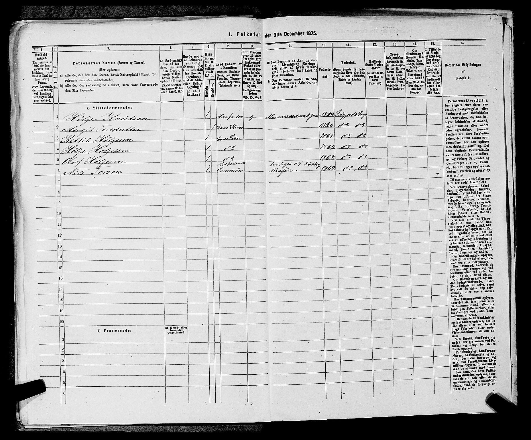 SAKO, 1875 census for 0828P Seljord, 1875, p. 811