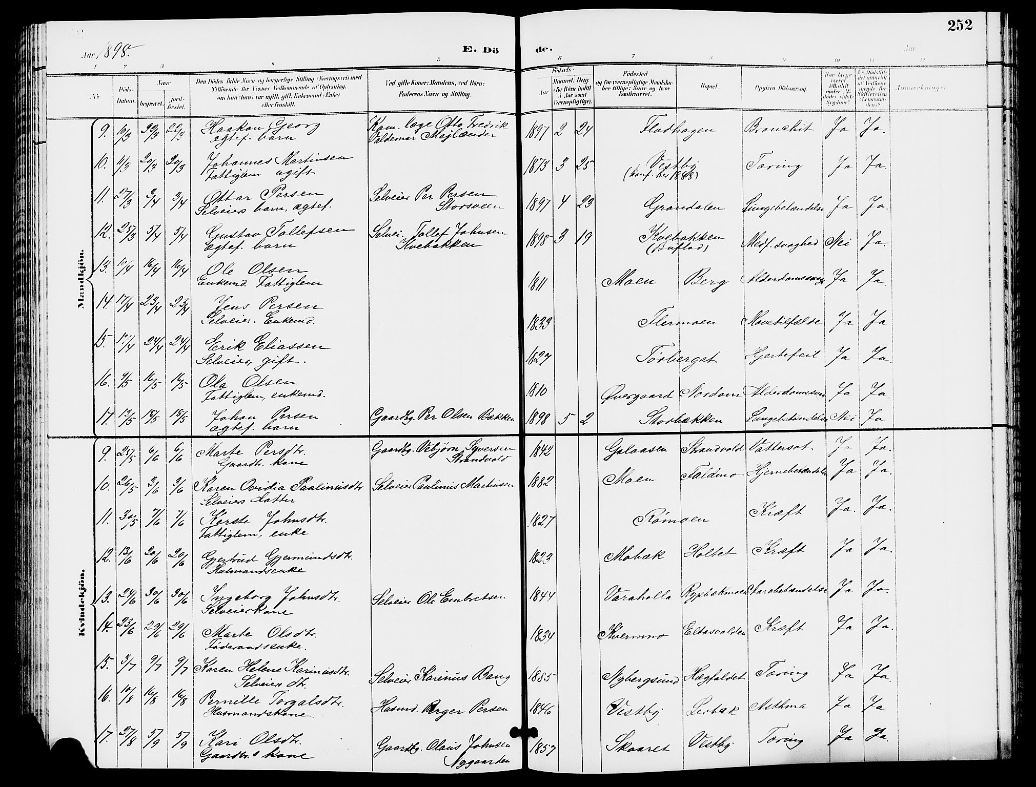 Trysil prestekontor, AV/SAH-PREST-046/H/Ha/Hab/L0006: Parish register (copy) no. 6, 1896-1912, p. 252