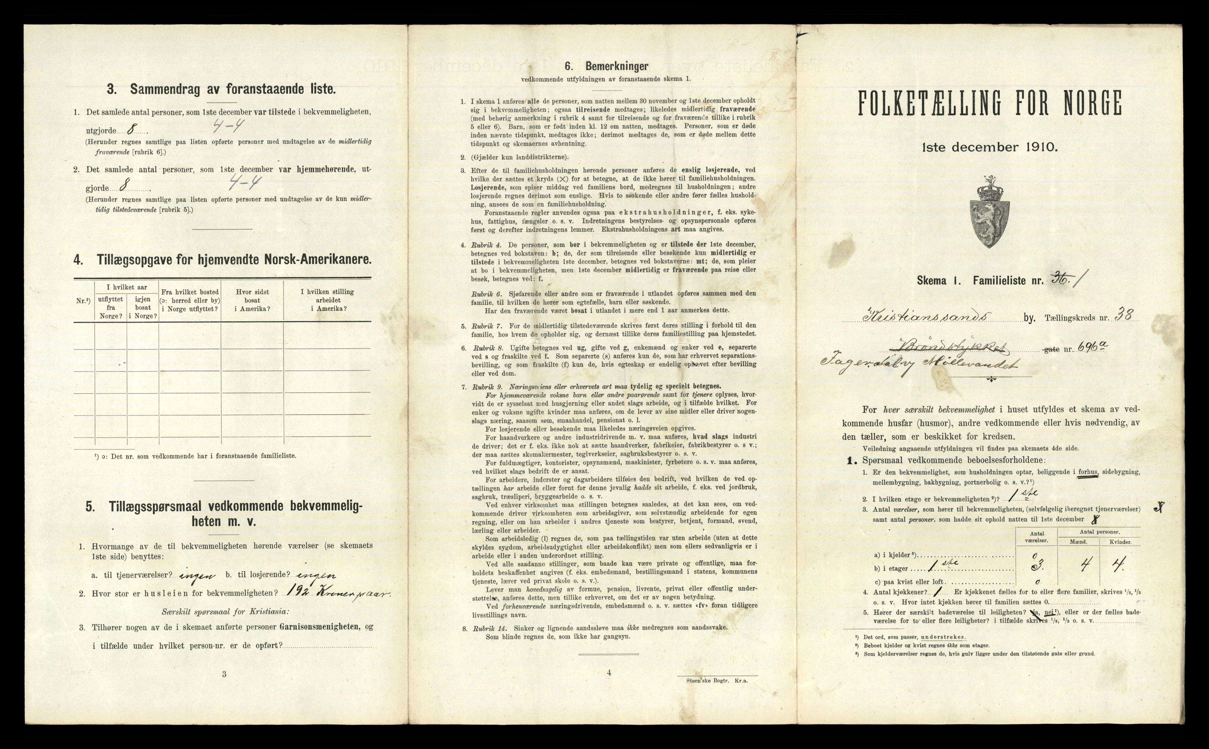 RA, 1910 census for Kristiansand, 1910, p. 9644