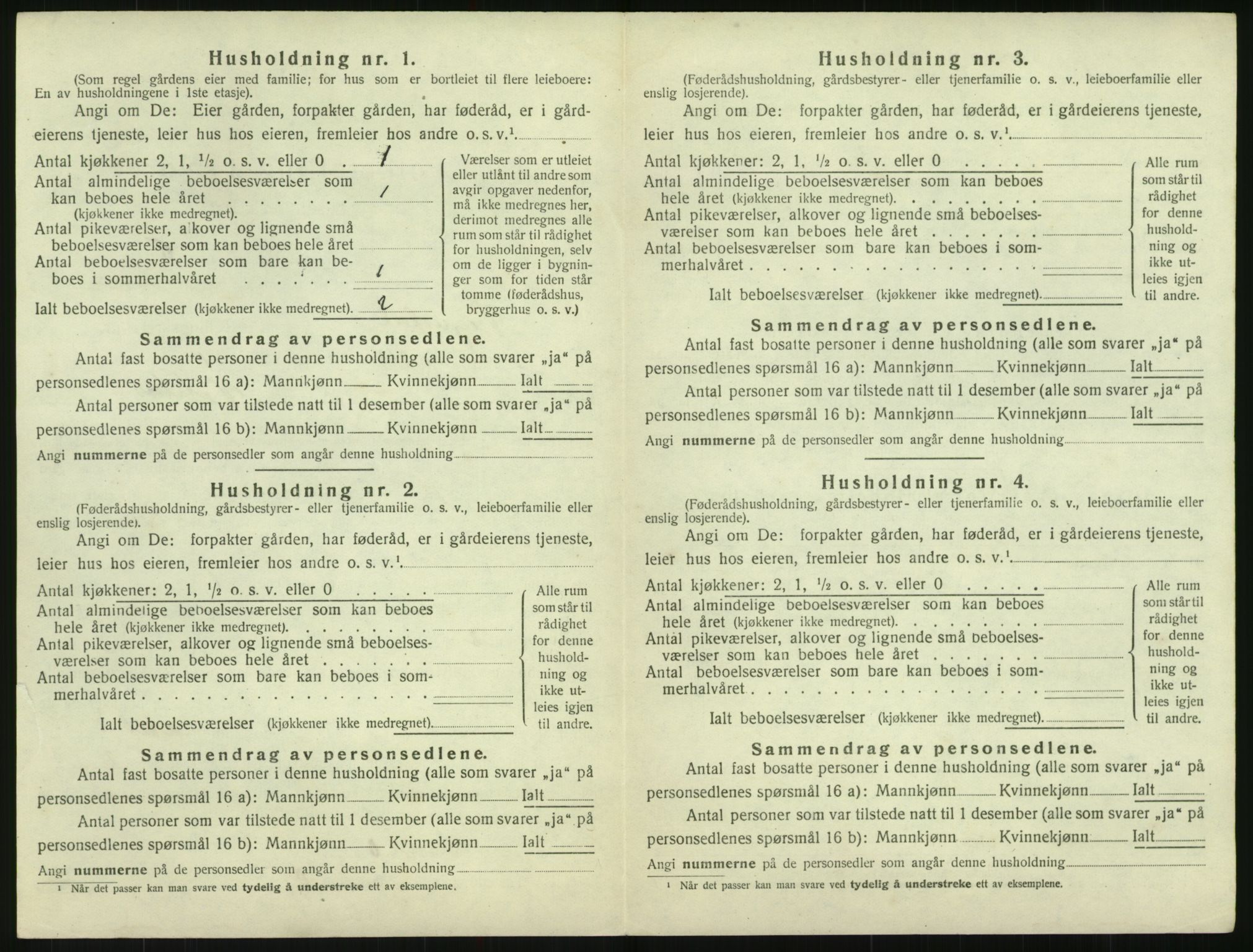 SAK, 1920 census for Vegusdal, 1920, p. 284