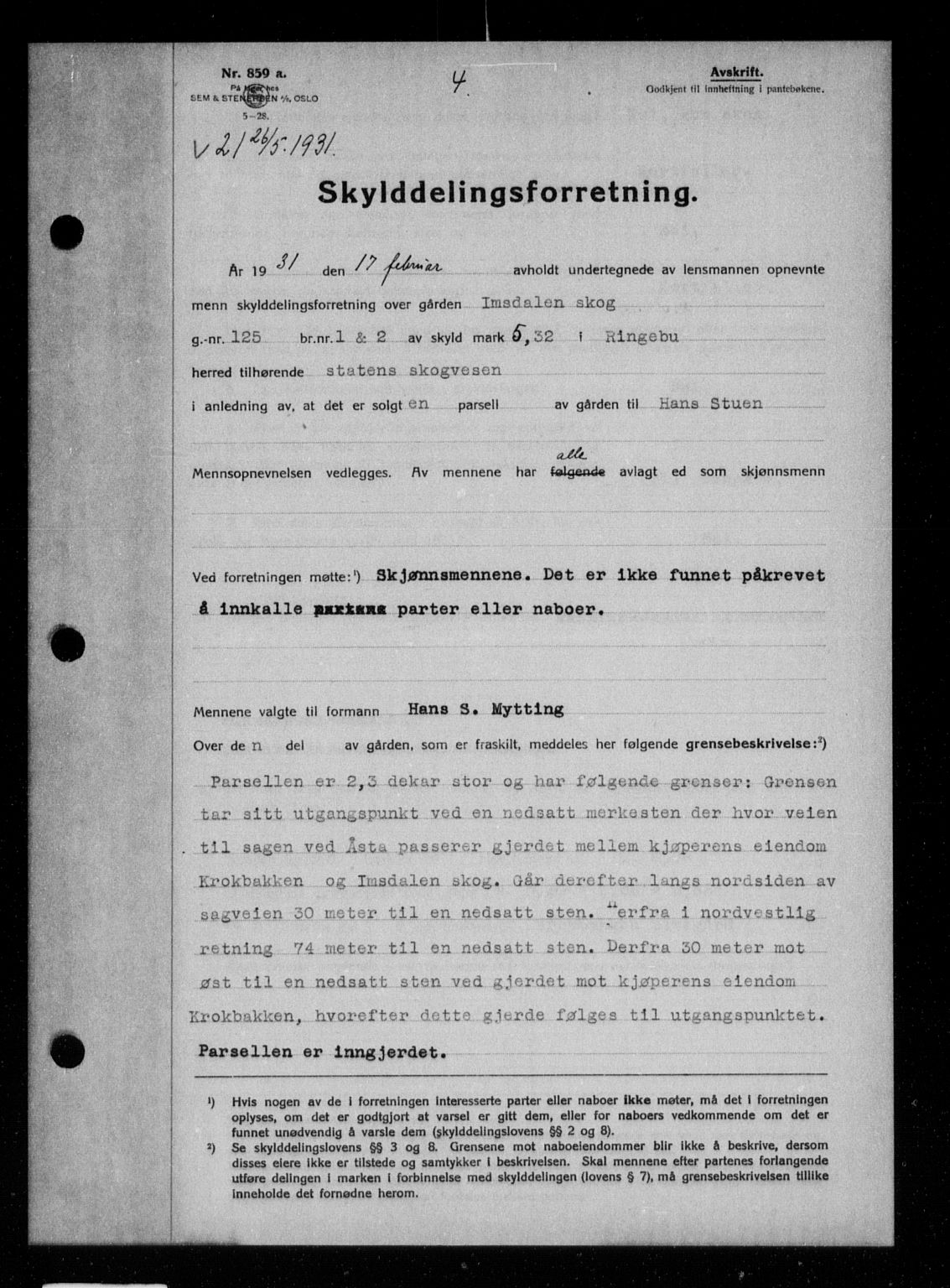 Sør-Gudbrandsdal tingrett, AV/SAH-TING-004/H/Hb/Hbb/L0022: Mortgage book no. II 22, 1931-1932, p. 4