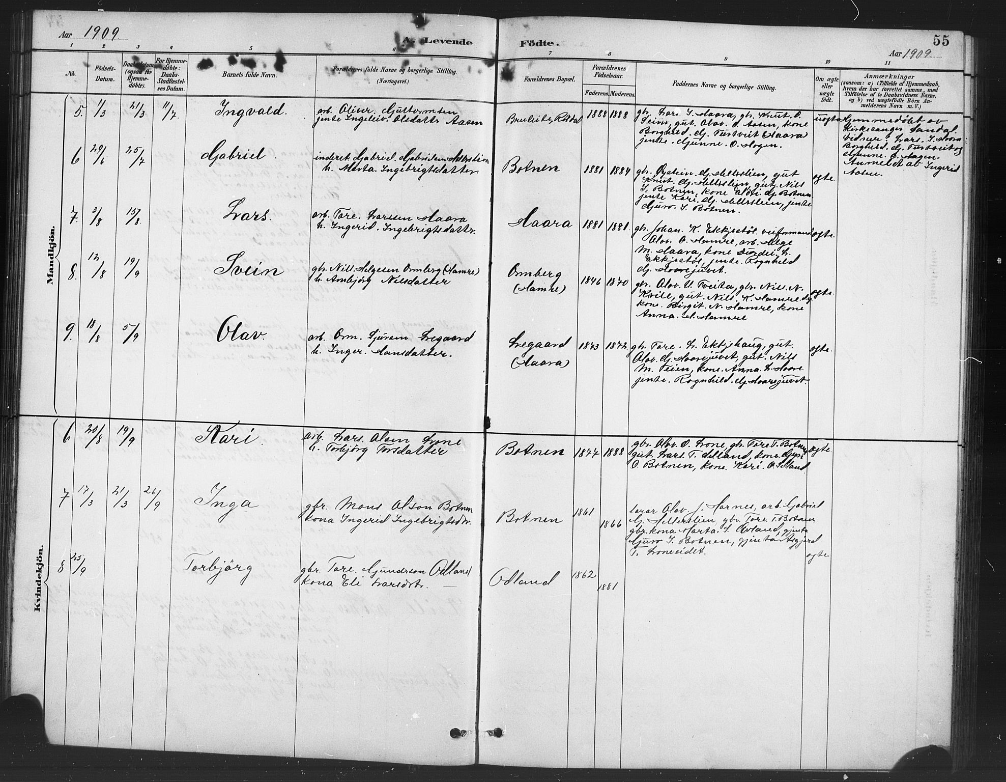 Røldal sokneprestembete, SAB/A-100247: Parish register (copy) no. A 3, 1887-1917, p. 55