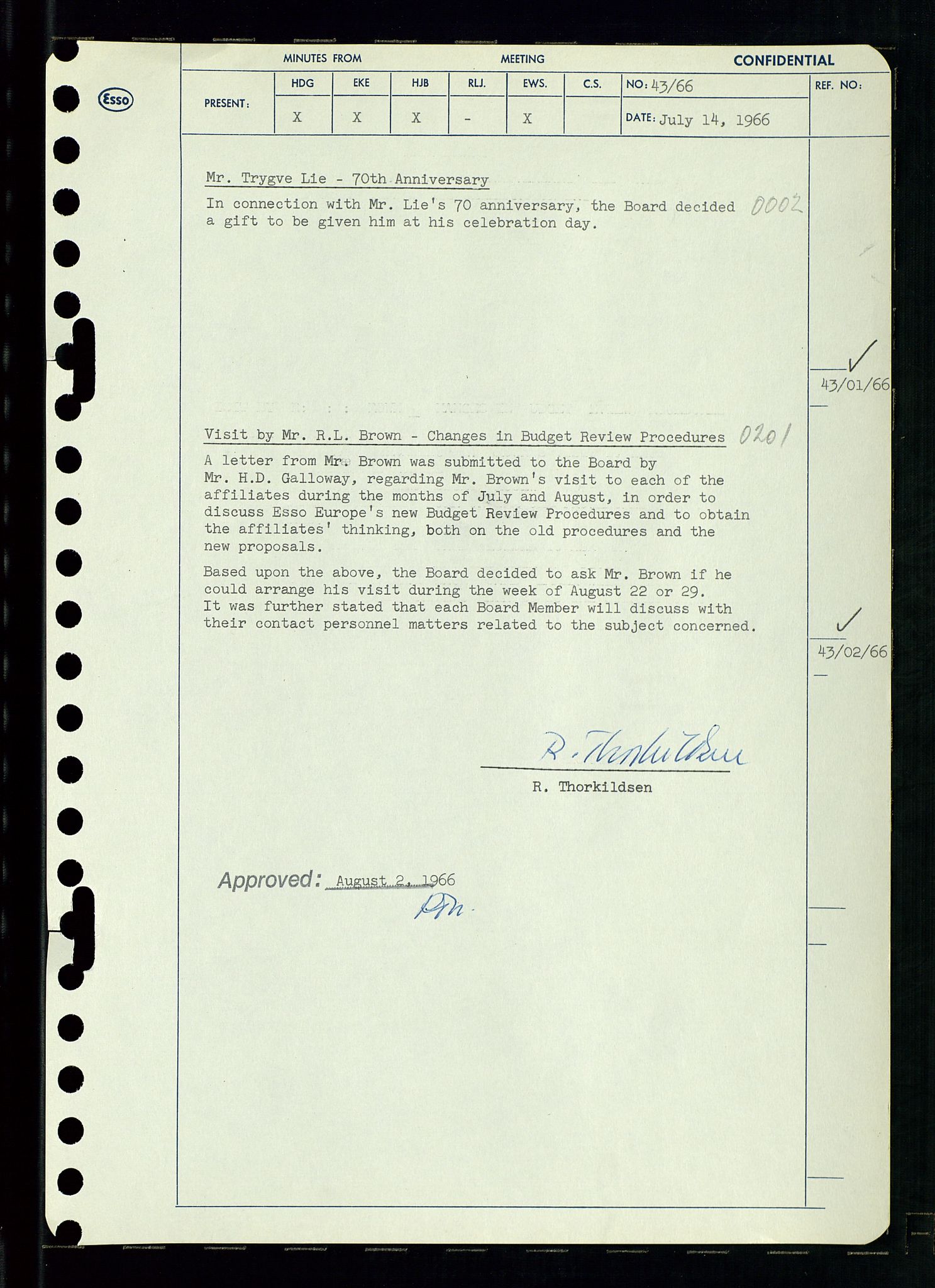 Pa 0982 - Esso Norge A/S, AV/SAST-A-100448/A/Aa/L0002/0002: Den administrerende direksjon Board minutes (styrereferater) / Den administrerende direksjon Board minutes (styrereferater), 1966, p. 90